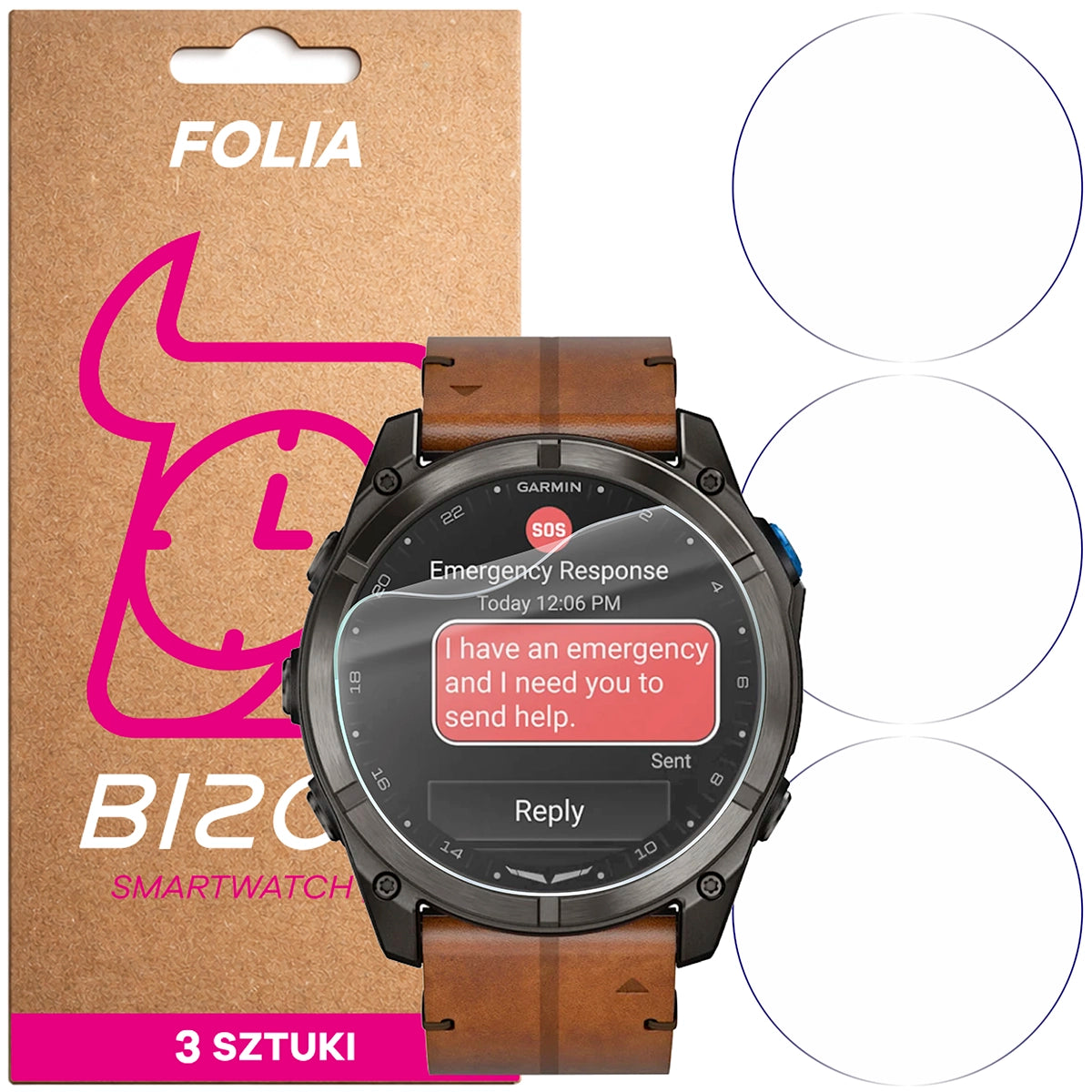 Schutzfolie für den Bildschirm für Garmin D2 Mach 2 Pro, Bizon Watch HydroFlex, 3 Stück