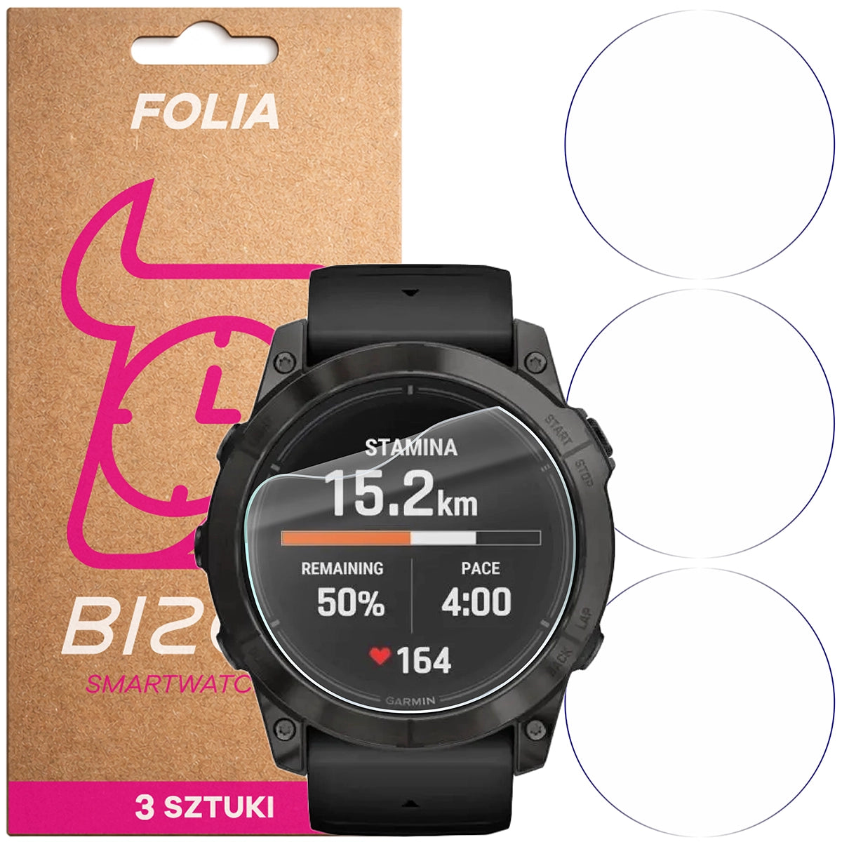 Schutzfolie für den Bildschirm für Garmin Epix Pro 2 gen. 47 mm, Bizon Watch HydroFlex, 3 Stück