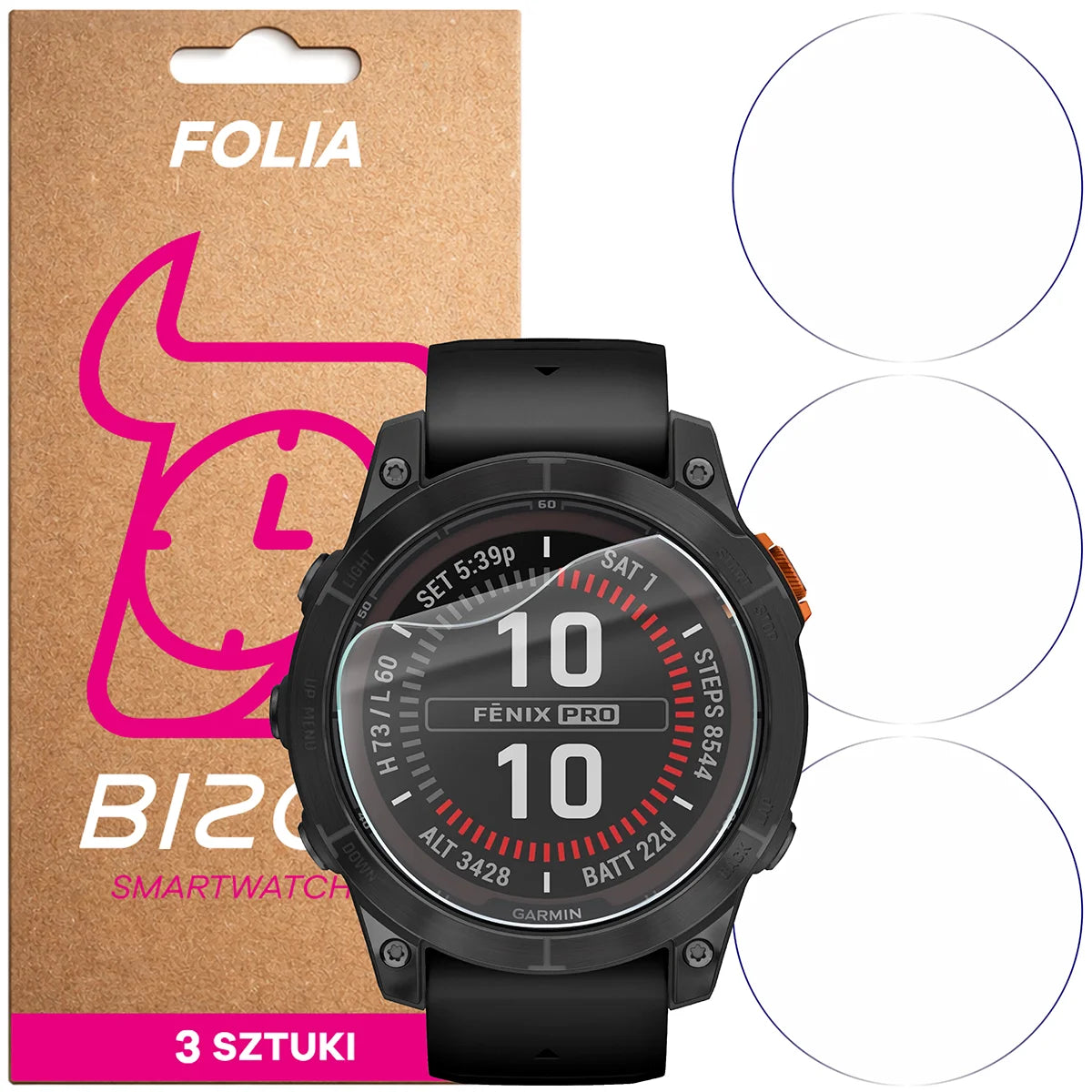 Schutzfolie für den Bildschirm für Garmin Fenix 7 Pro, Bizon Watch HydroFlex, 3 Stück