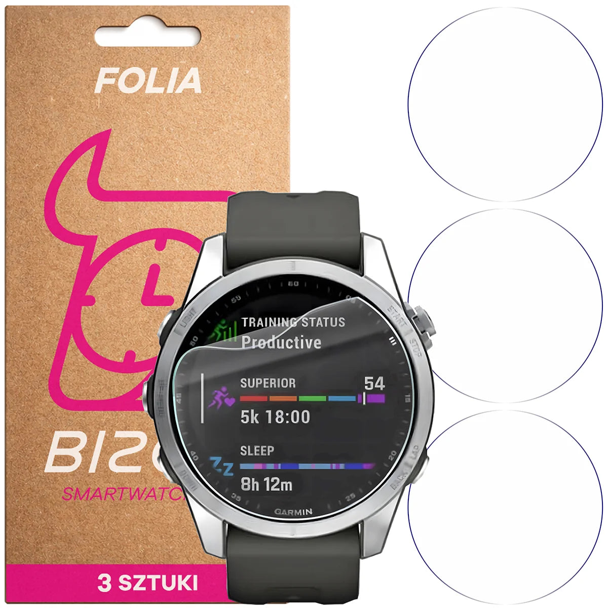 Schutzfolie für den Bildschirm für Garmin Fenix 7S, Bizon Watch HydroFlex, 3 Stück