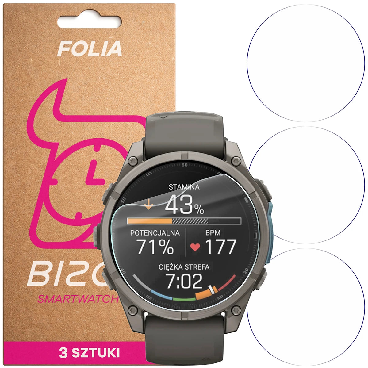 Schutzfolie für den Bildschirm für Garmin Fenix 9 (47 mm), Bizon Watch HydroFlex, 3 Stück (1/5)