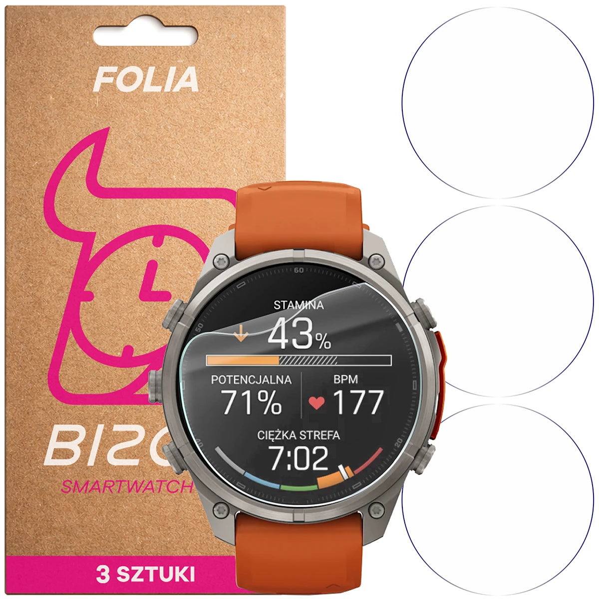 Schutzfolie für den Bildschirm für Garmin Fenix 9 Pro (47 mm), Bizon Watch HydroFlex, 3 Stück (1/5)
