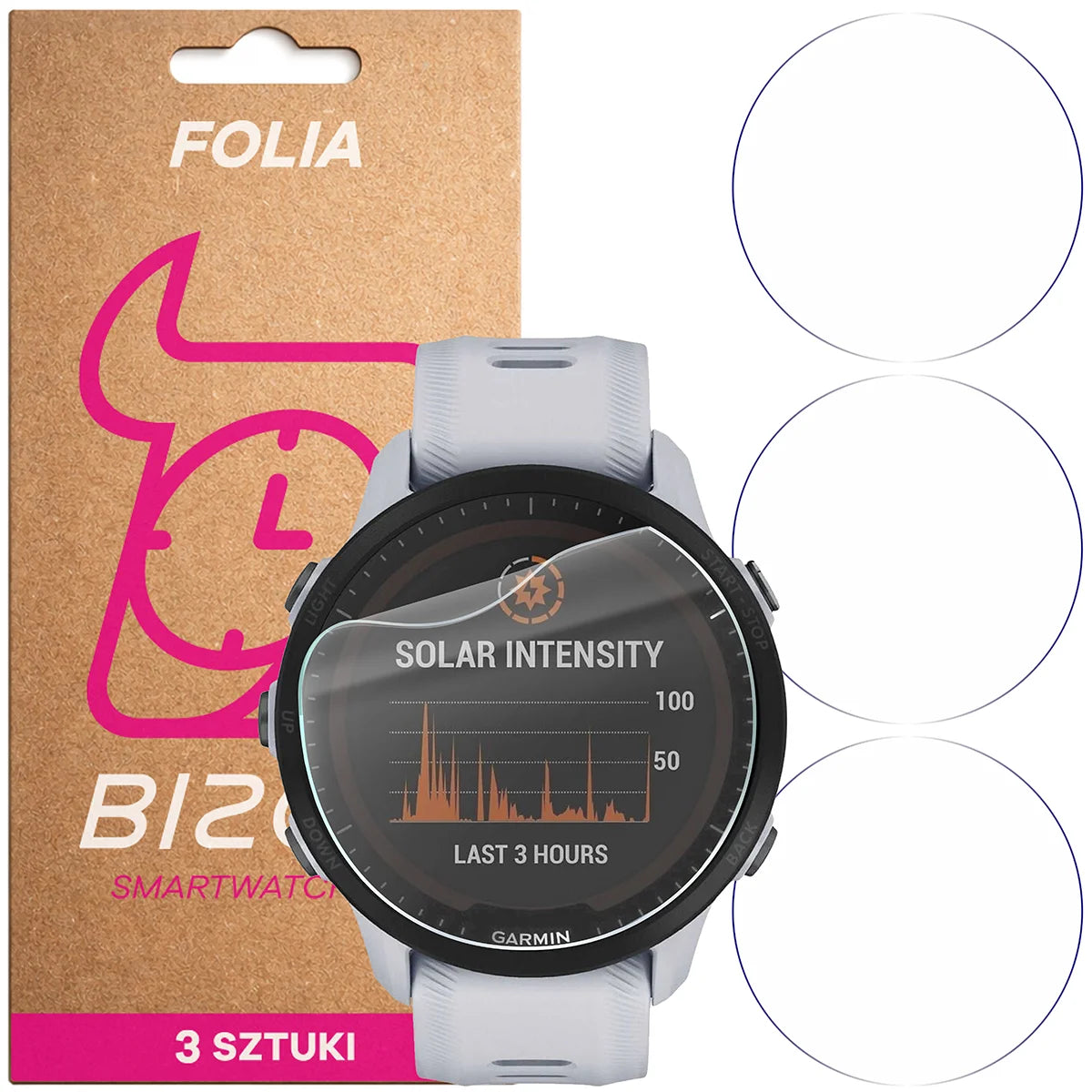 Schutzfolie für den Bildschirm für Garmin Forerunner 955, Bizon Watch HydroFlex, 3 Stück
