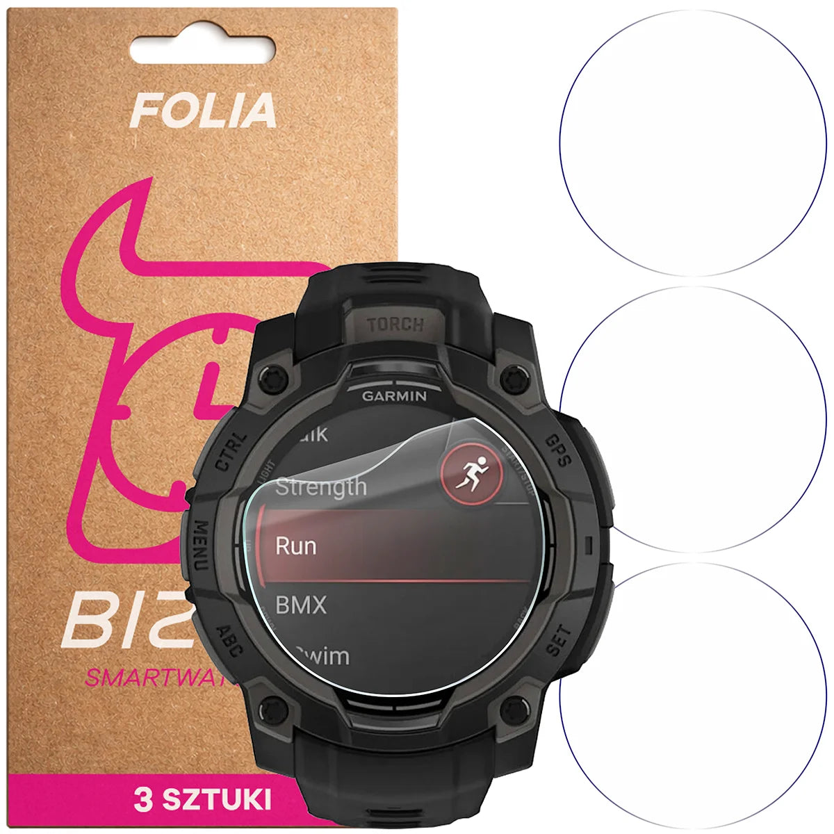 Schutzfolie für den Bildschirm für Garmin Instinct 3 45 mm AMOLED, Bizon Watch HydroFlex, 3 Stück