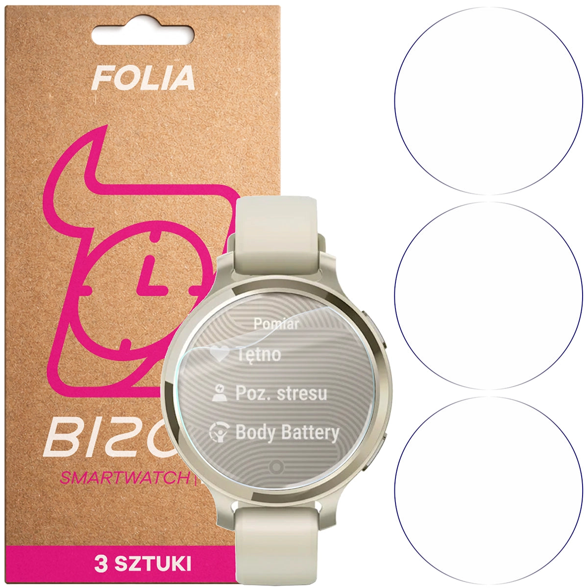 Schutzfolie für den Bildschirm für Garmin Lily 2 Active, Bizon Watch HydroFlex, 3 Stück
