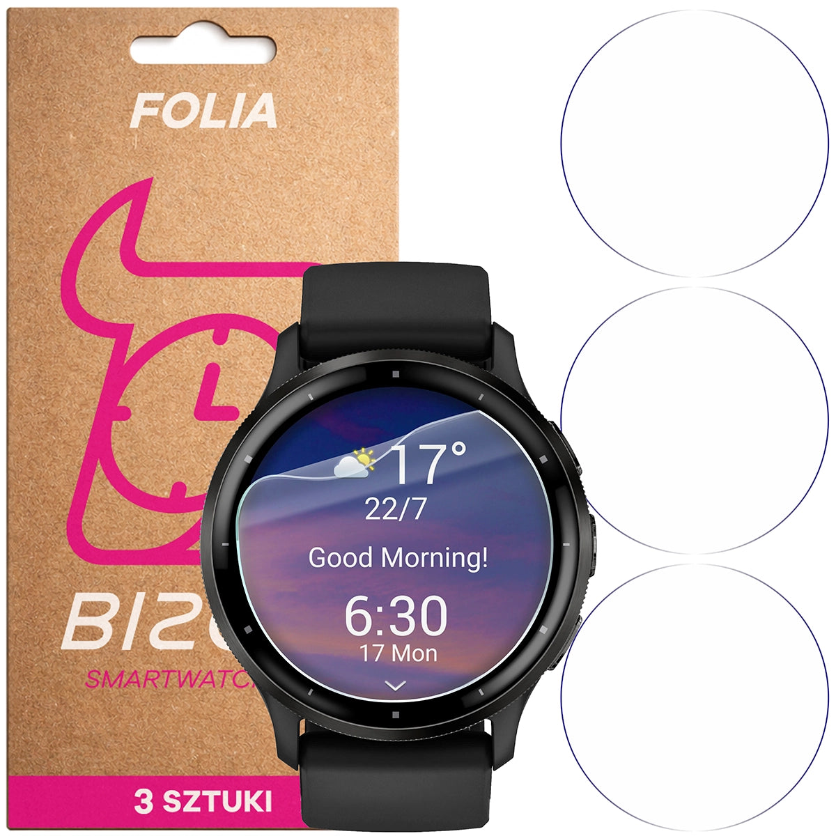 Schutzfolie für den Bildschirm für Garmin Venu 3, Bizon Watch HydroFlex, 3 Stück