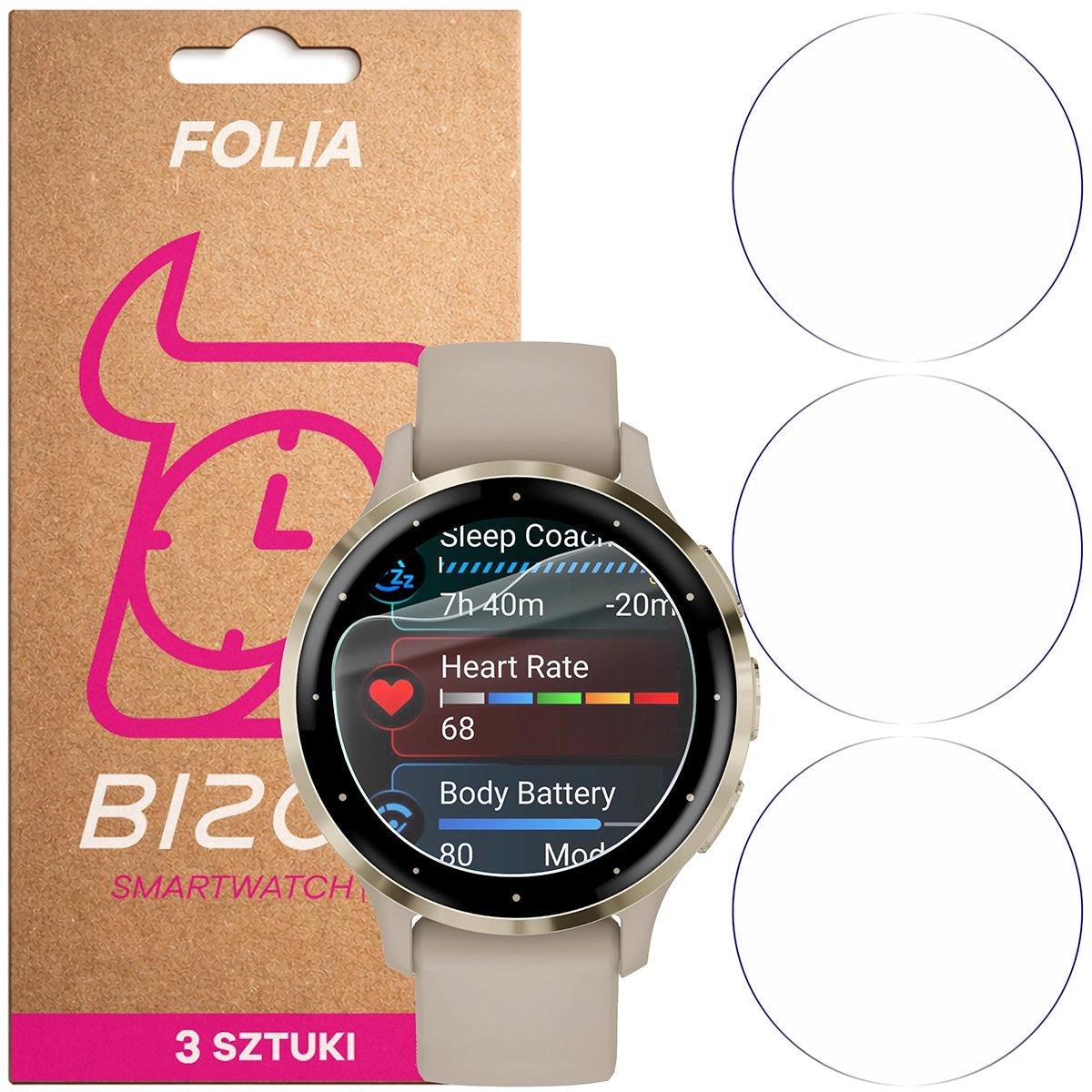 Schutzfolie für den Bildschirm für Garmin Venu 3S, Bizon Watch HydroFlex, 3 Stück