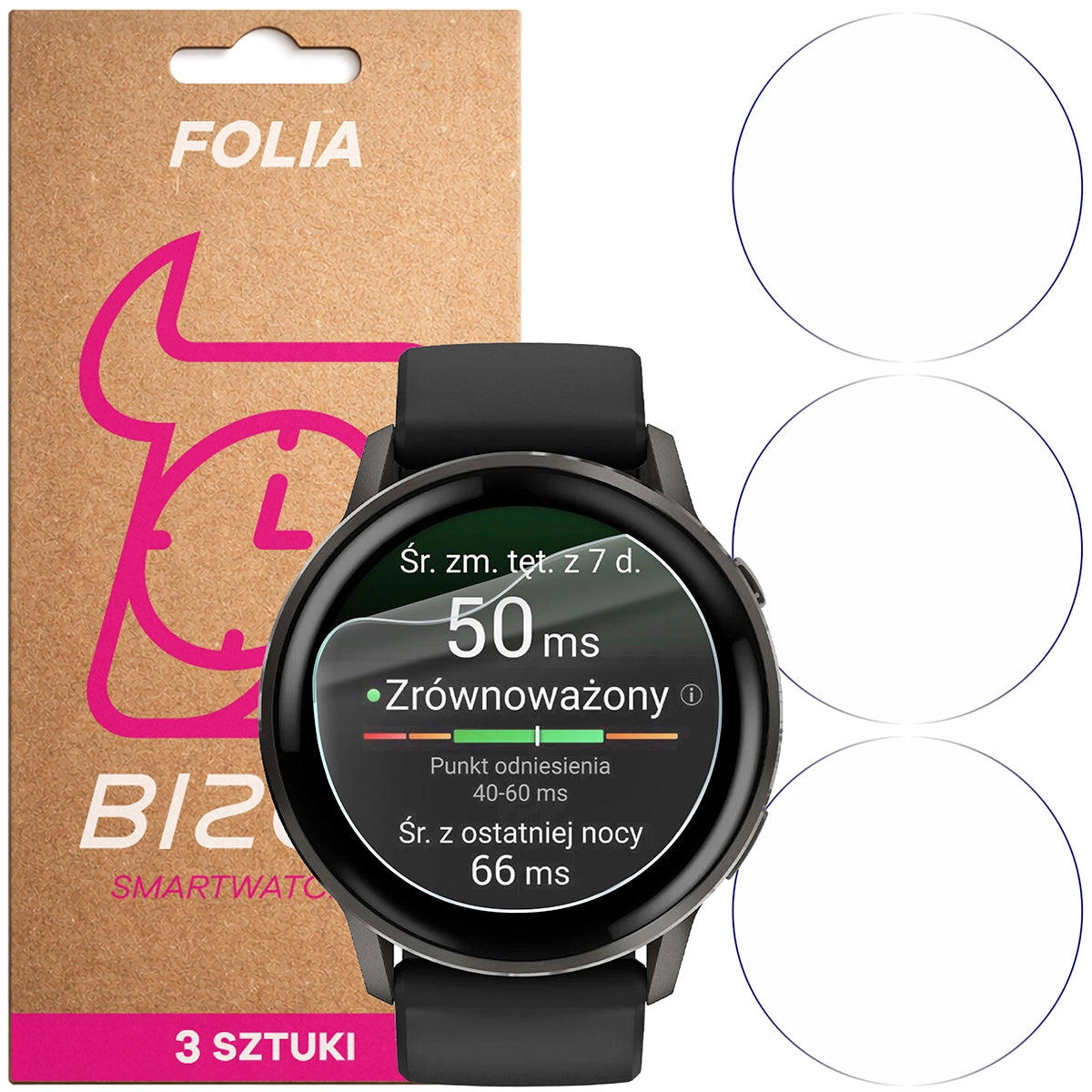 Schutzfolie für den Bildschirm für Garmin Venu 4 41 mm, Bizon Watch HydroFlex, 3 Stück