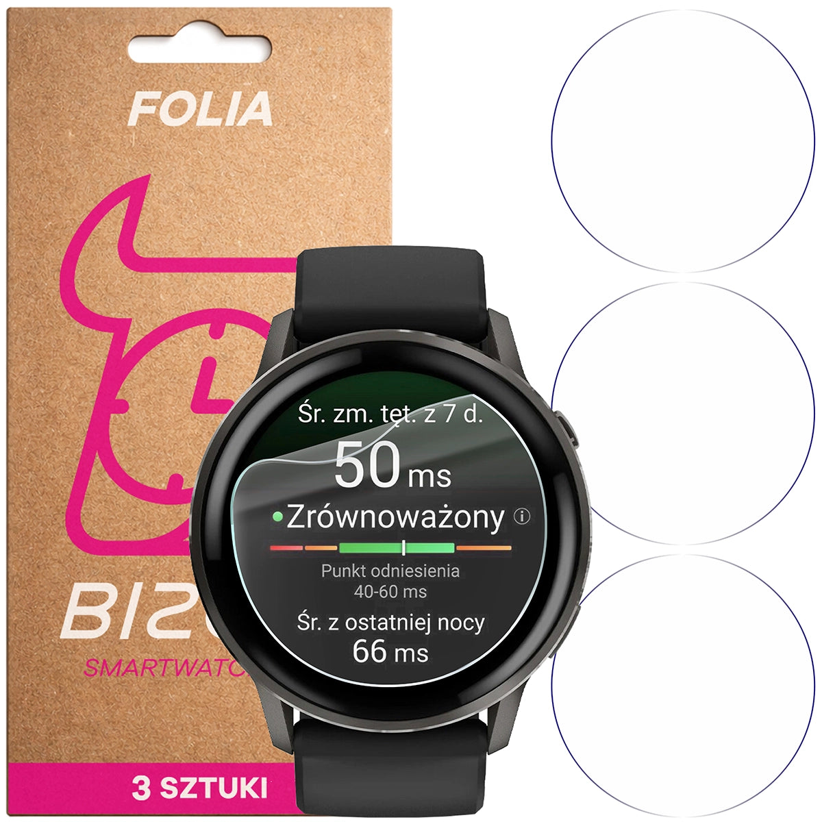 Schutzfolie für den Bildschirm für Garmin Venu 4 45 mm, Bizon Watch HydroFlex, 3 Stück