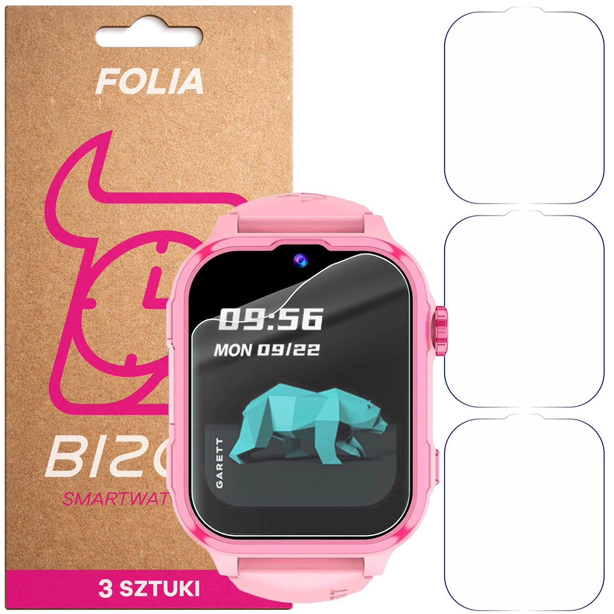 Schutzfolie für den Bildschirm für Garett Kids Hero Pro 4G, Bizon Watch HydroFlex, 3 Stück