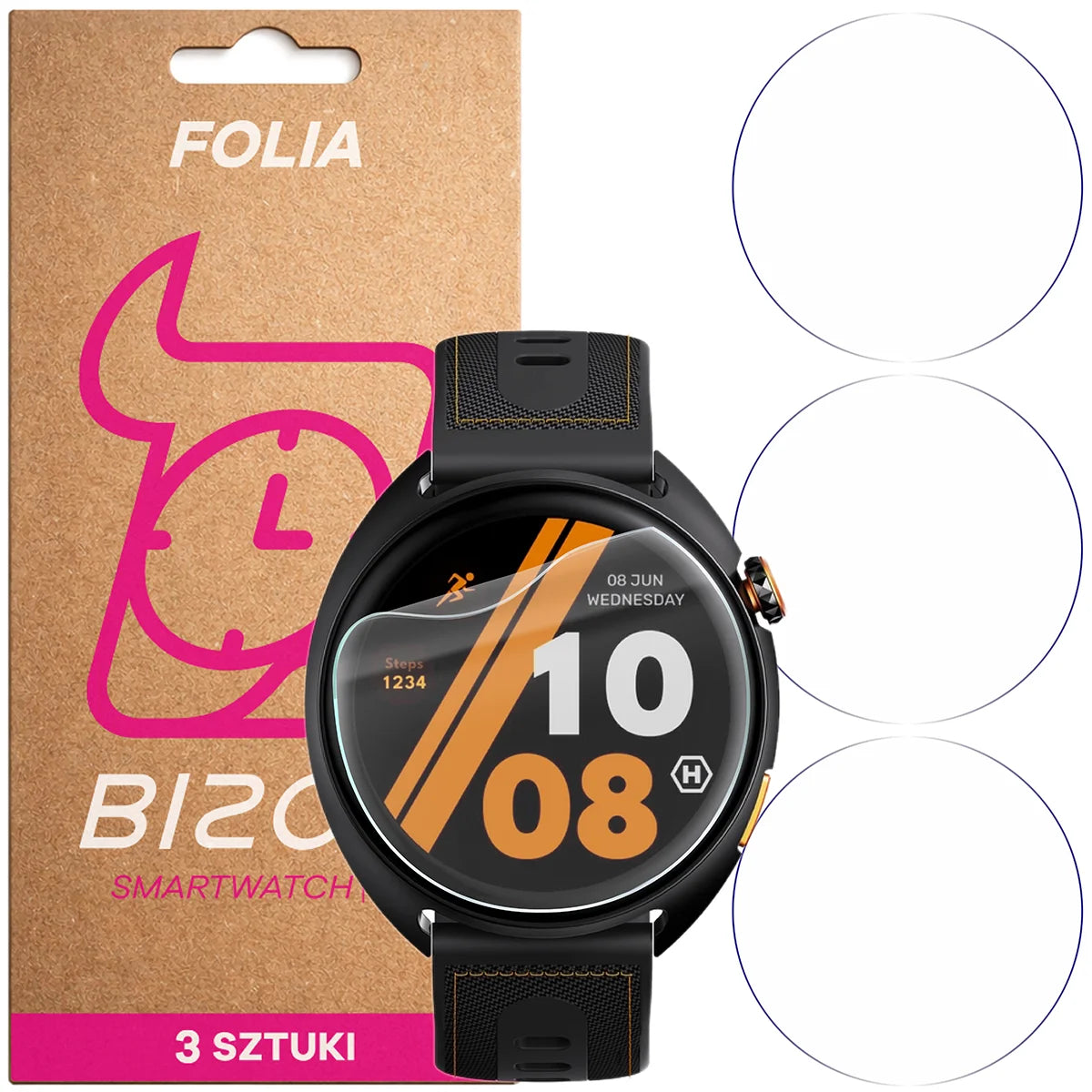 Schutzfolie für den Bildschirm für Hammer Ventus Pro, Bizon Watch HydroFlex, 3 Stück (1/5)