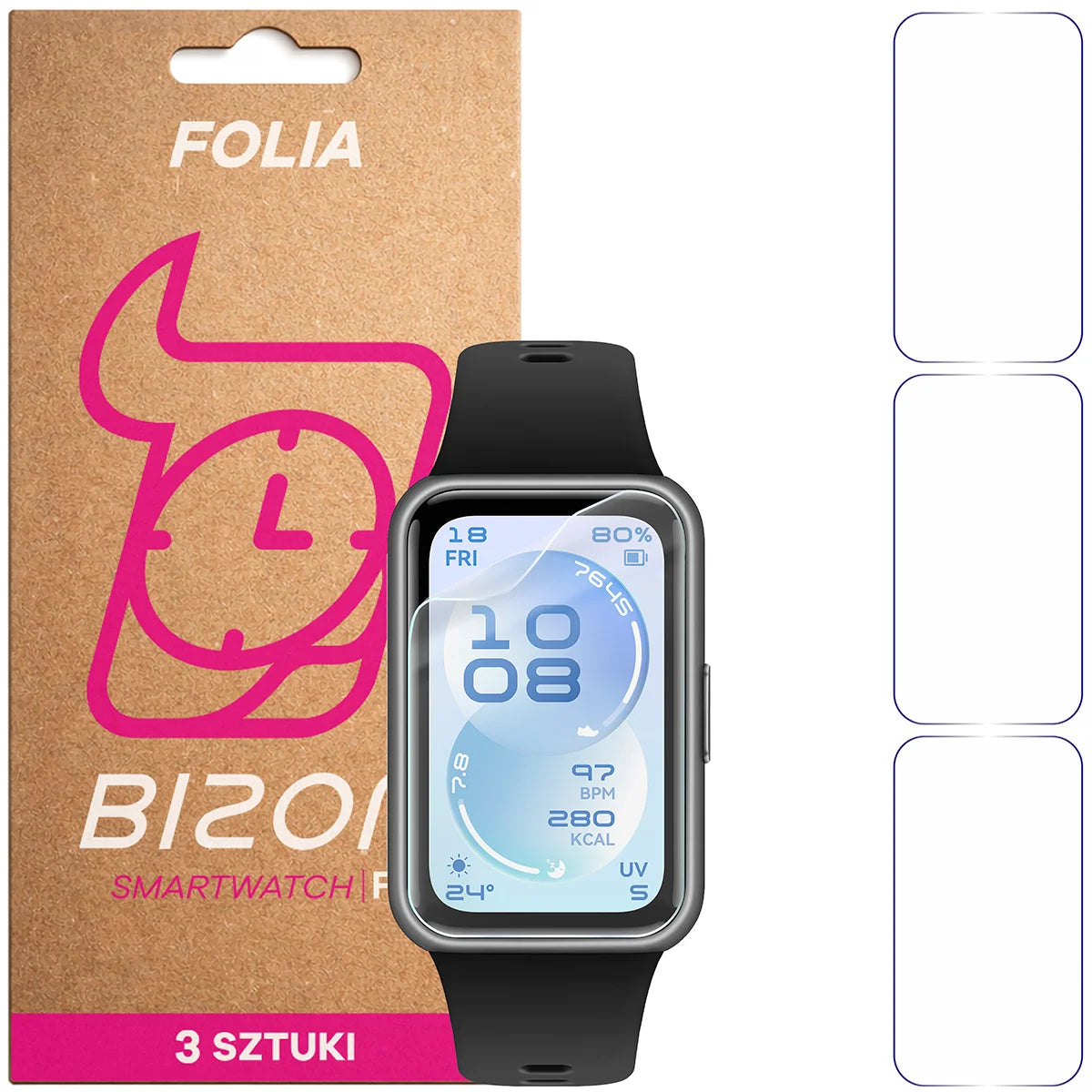 Schutzfolie für den Bildschirm für Huawei Band 11, Bizon Watch HydroFlex, 3 Stück