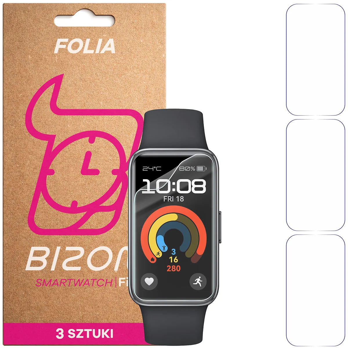 Schutzfolie für den Bildschirm für Huawei Band 9, Bizon Watch HydroFlex, 3 Stück