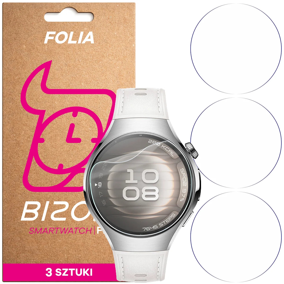 Schutzfolie für den Bildschirm für Huawei Watch 5 42 mm, Bizon Watch HydroFlex, 3 Stück