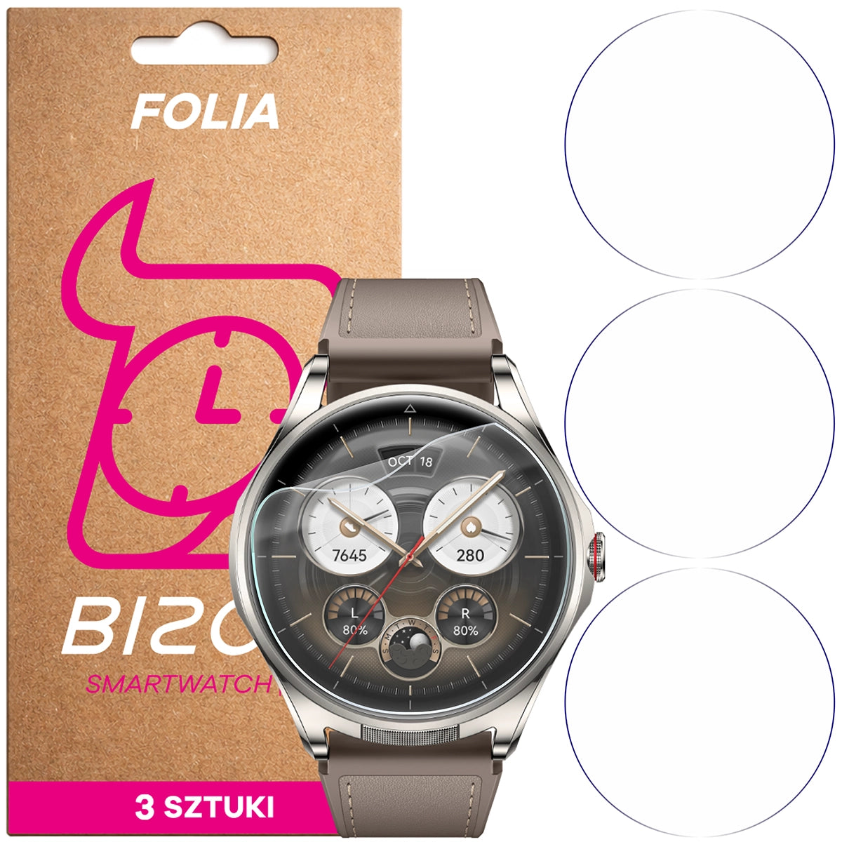 Schutzfolie für den Bildschirm für Huawei Watch Buds 2, Bizon Watch HydroFlex, 3 Stück