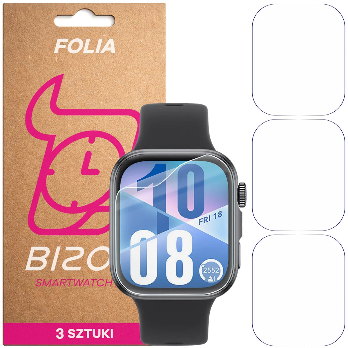 Schutzfolie für den Bildschirm für Huawei Watch Fit 4, Bizon Watch HydroFlex, 3 Stück