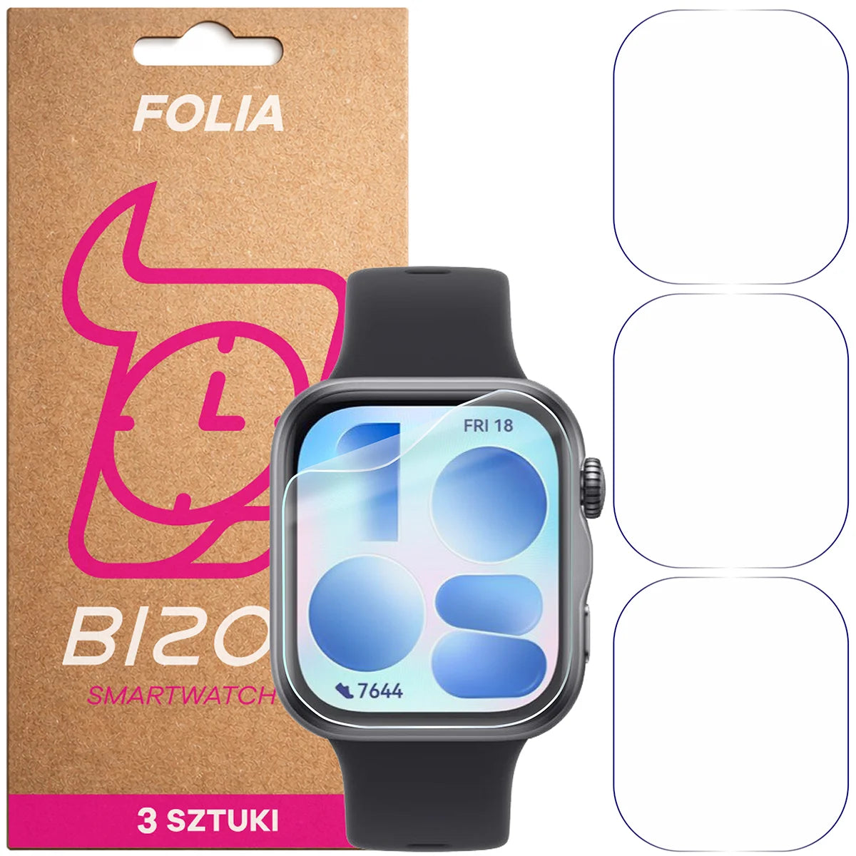 Schutzfolie für den Bildschirm für Huawei Watch Fit 5, Bizon Watch HydroFlex, 3 Stück