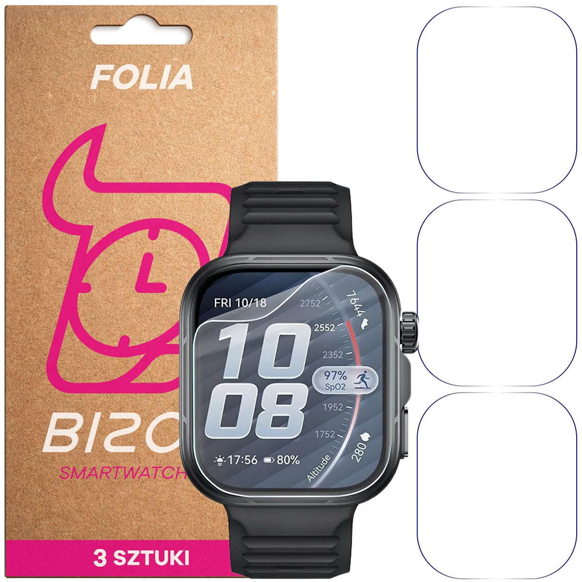 Schutzfolie für den Bildschirm für Huawei Watch Fit 5 Pro, Bizon Watch HydroFlex, 3 Stück