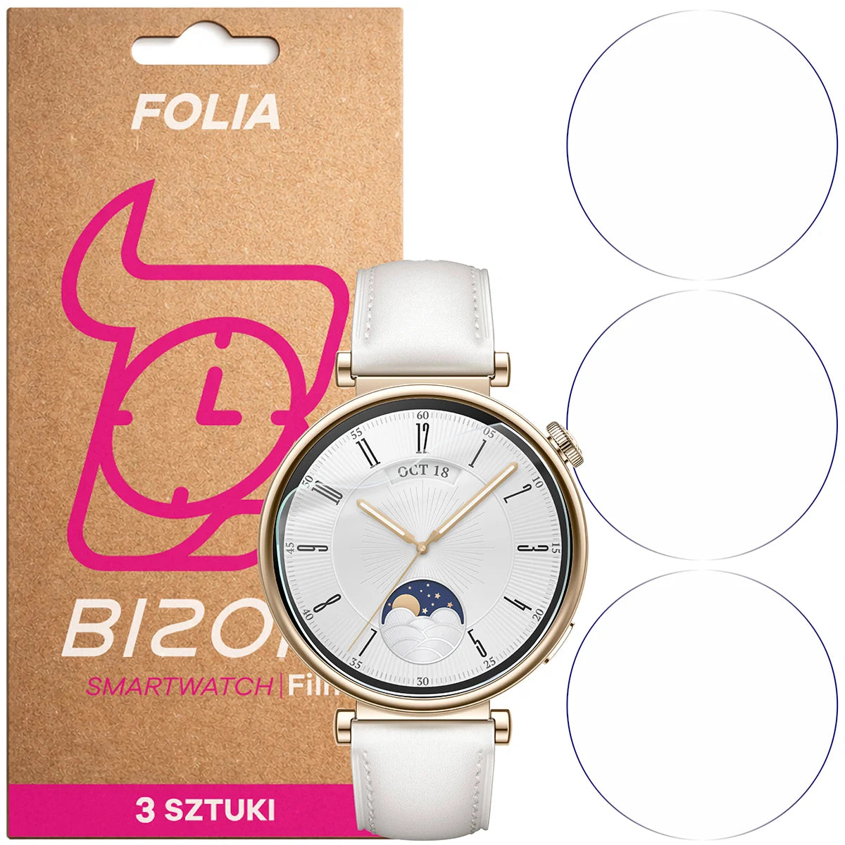 Schutzfolie für den Bildschirm für Huawei Watch GT 4 41 mm, Bizon Watch HydroFlex, 3 Stück