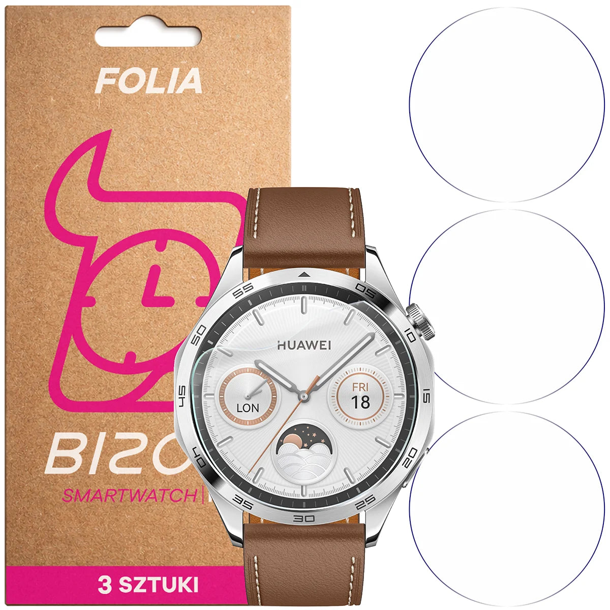 Schutzfolie für den Bildschirm für Huawei Watch GT 4 46 mm, Bizon Watch HydroFlex, 3 Stück