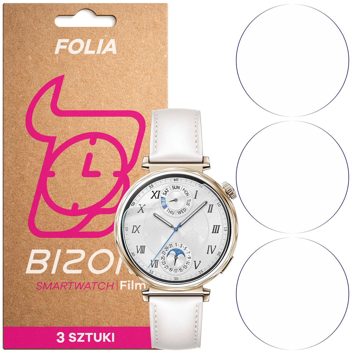 Schutzfolie für den Bildschirm für Huawei Watch GT 5 41 mm, Bizon Watch HydroFlex, 3 Stück