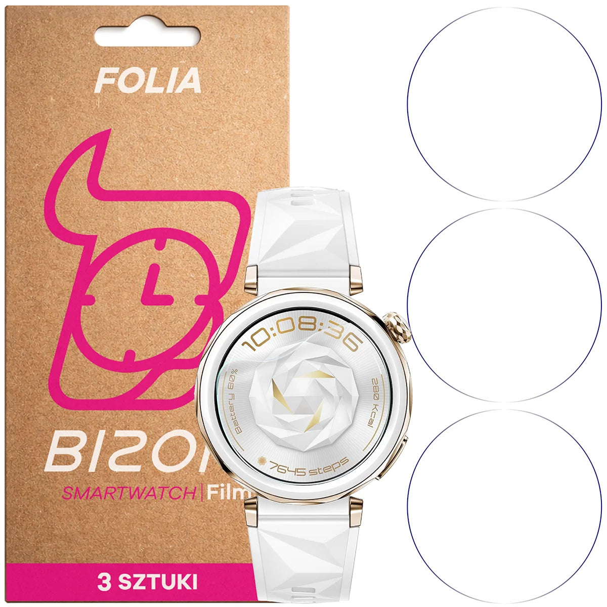 Schutzfolie für den Bildschirm für Huawei Watch GT 5 Pro 42 mm, Bizon Watch HydroFlex, 3 Stück