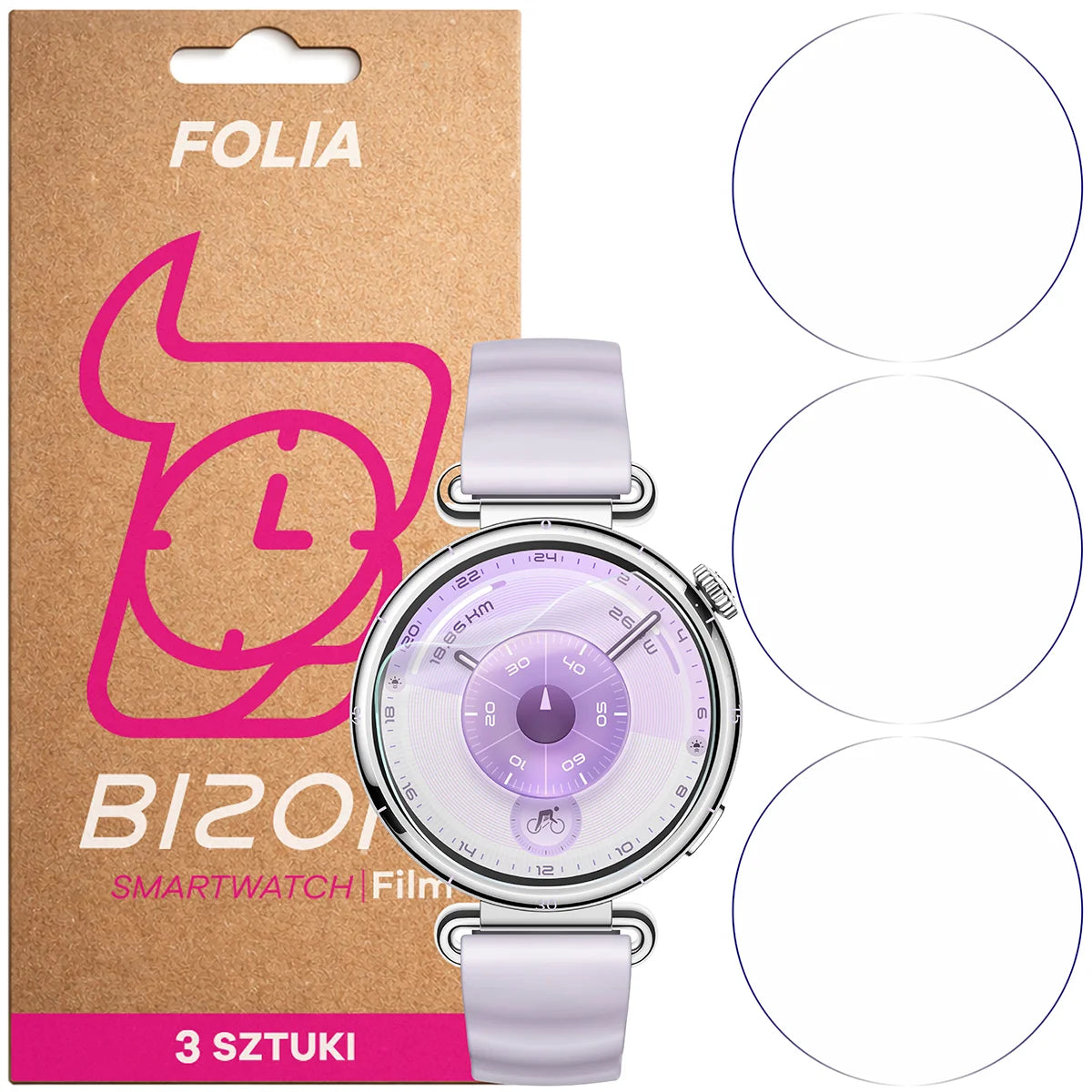 Schutzfolie für den Bildschirm für Huawei Watch GT6 41 mm, Bizon Watch HydroFlex, 3 Stück