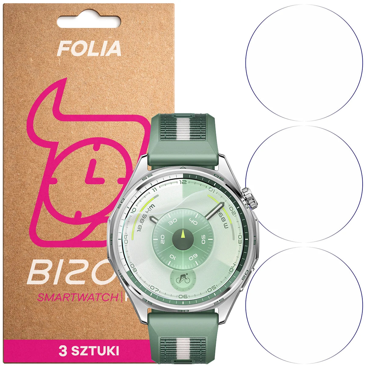 Schutzfolie für den Bildschirm für Huawei Watch GT6 46 mm, Bizon Watch HydroFlex, 3 Stück