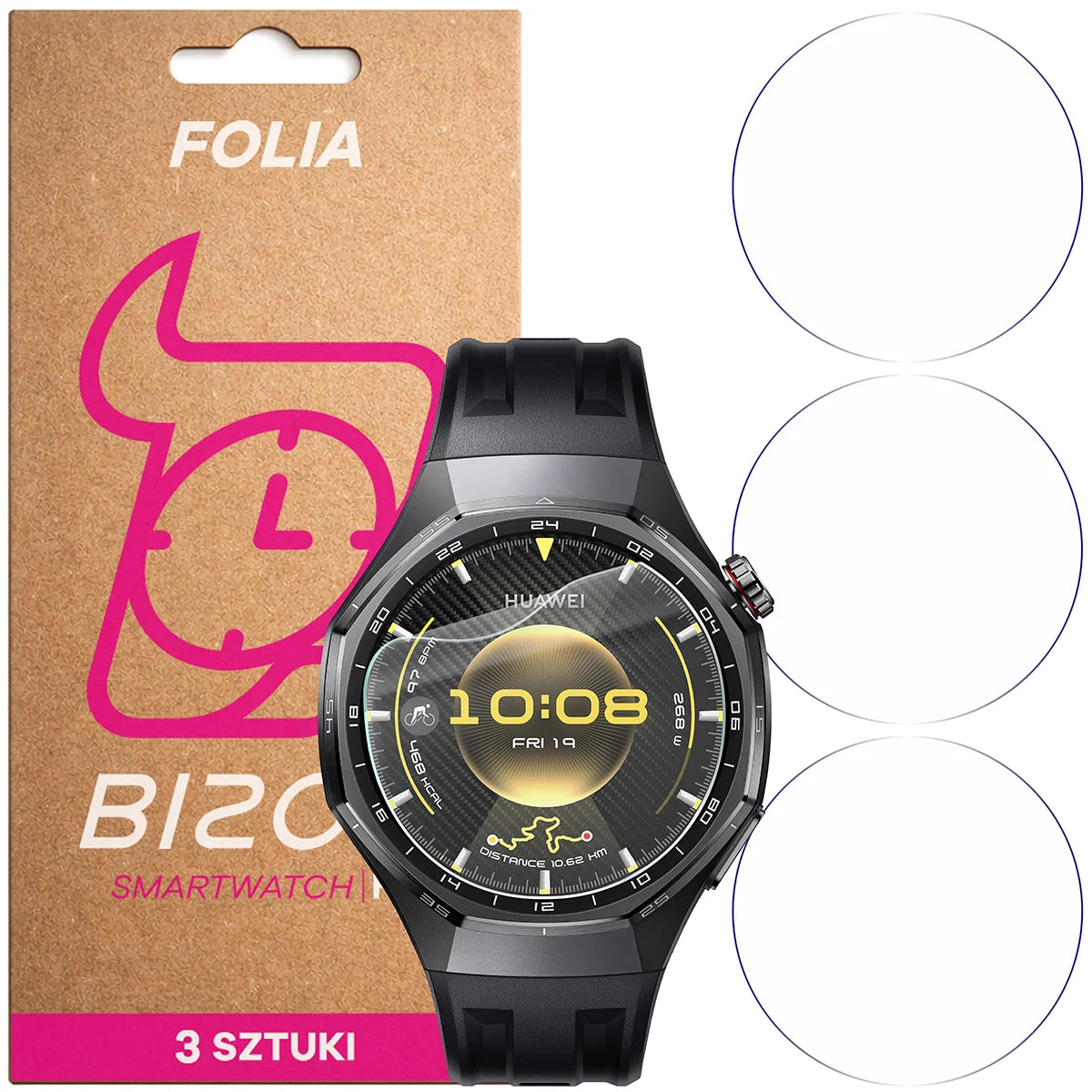 Schutzfolie für den Bildschirm für Huawei Watch GT6 Pro 46 mm, Bizon Watch HydroFlex, 3 Stück