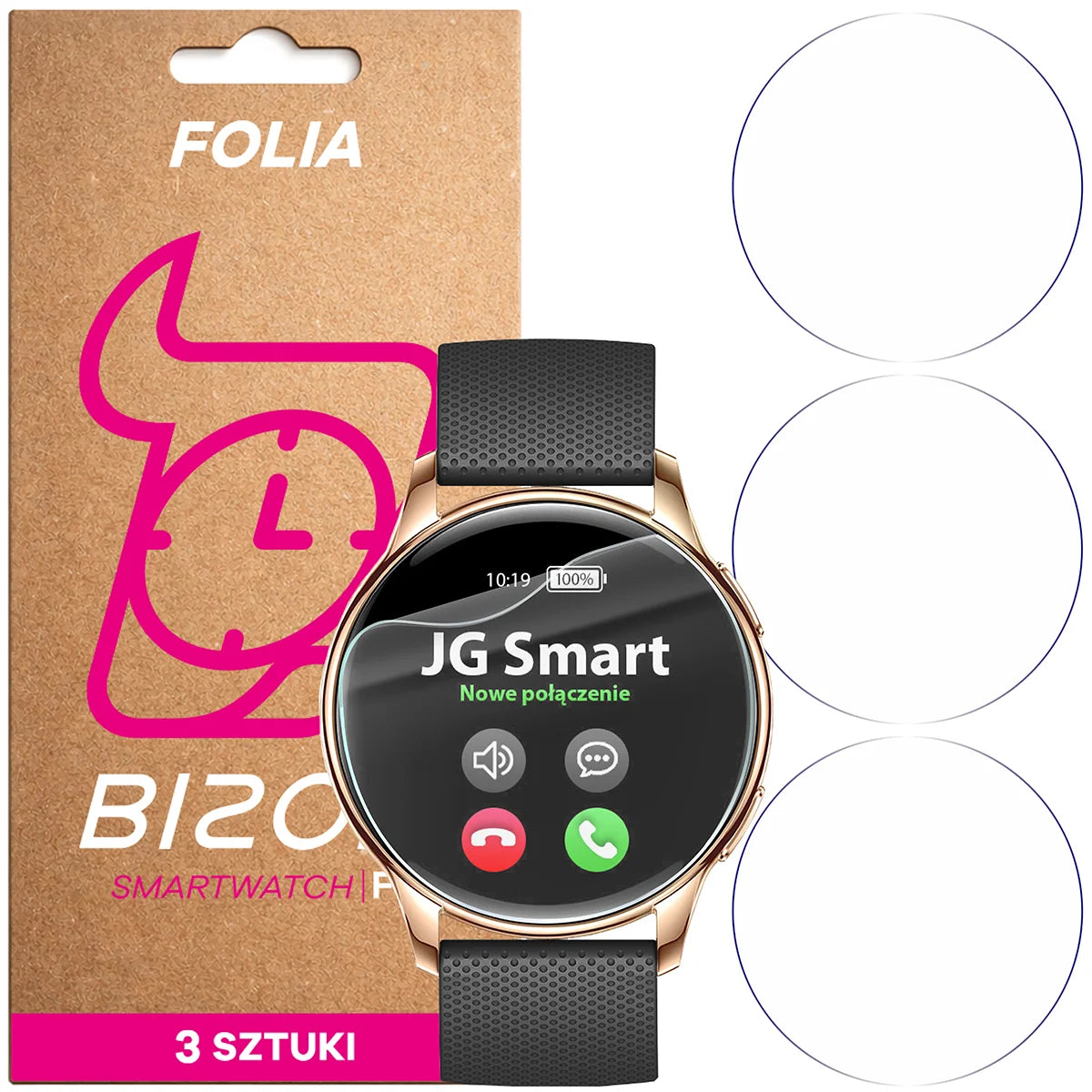 Schutzfolie für den Bildschirm für JG Smart V11 / Y11, Bizon Watch HydroFlex, 3 Stück