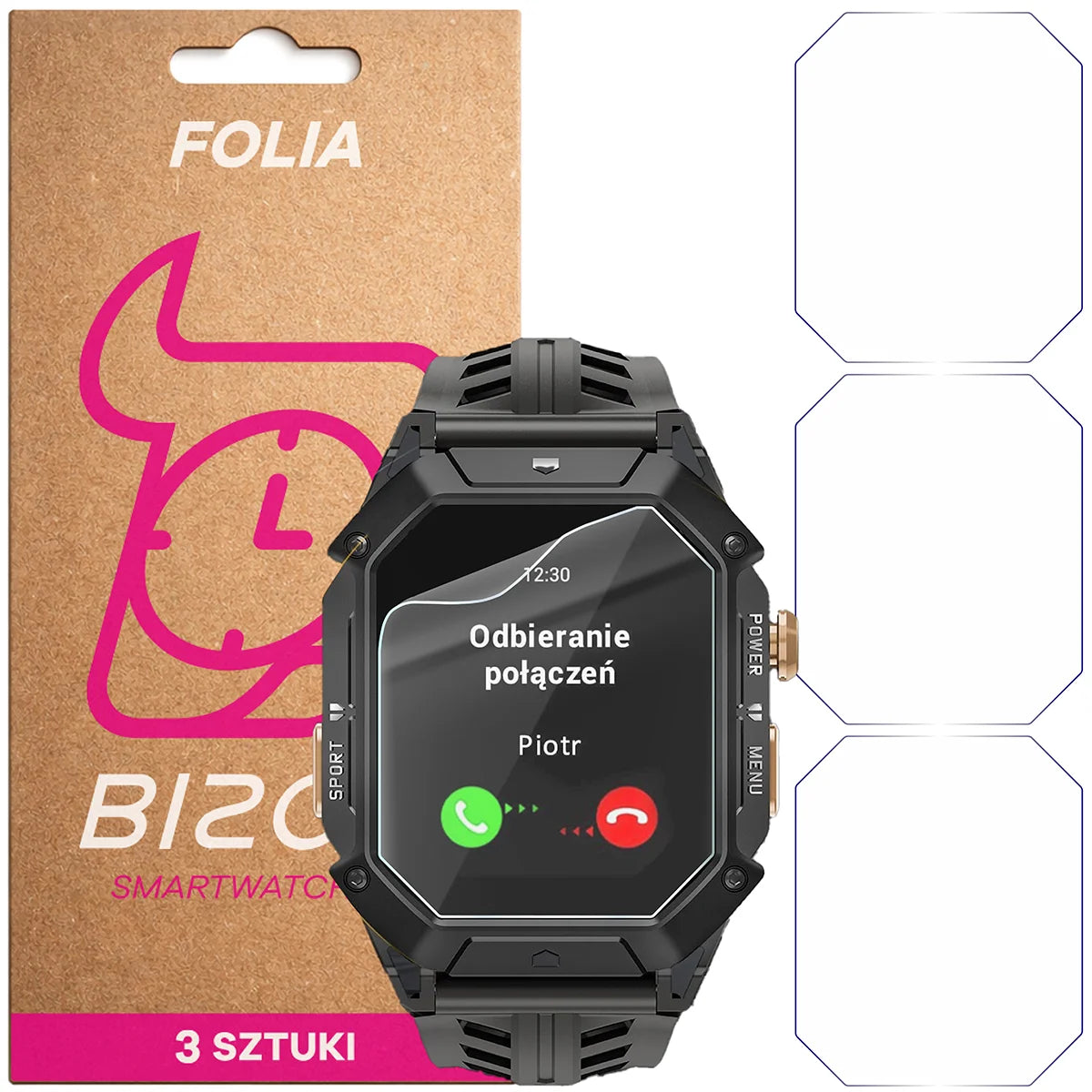 Schutzfolie für den Bildschirm für JG Smart JGS-X1, Bizon Watch HydroFlex, 3 Stück