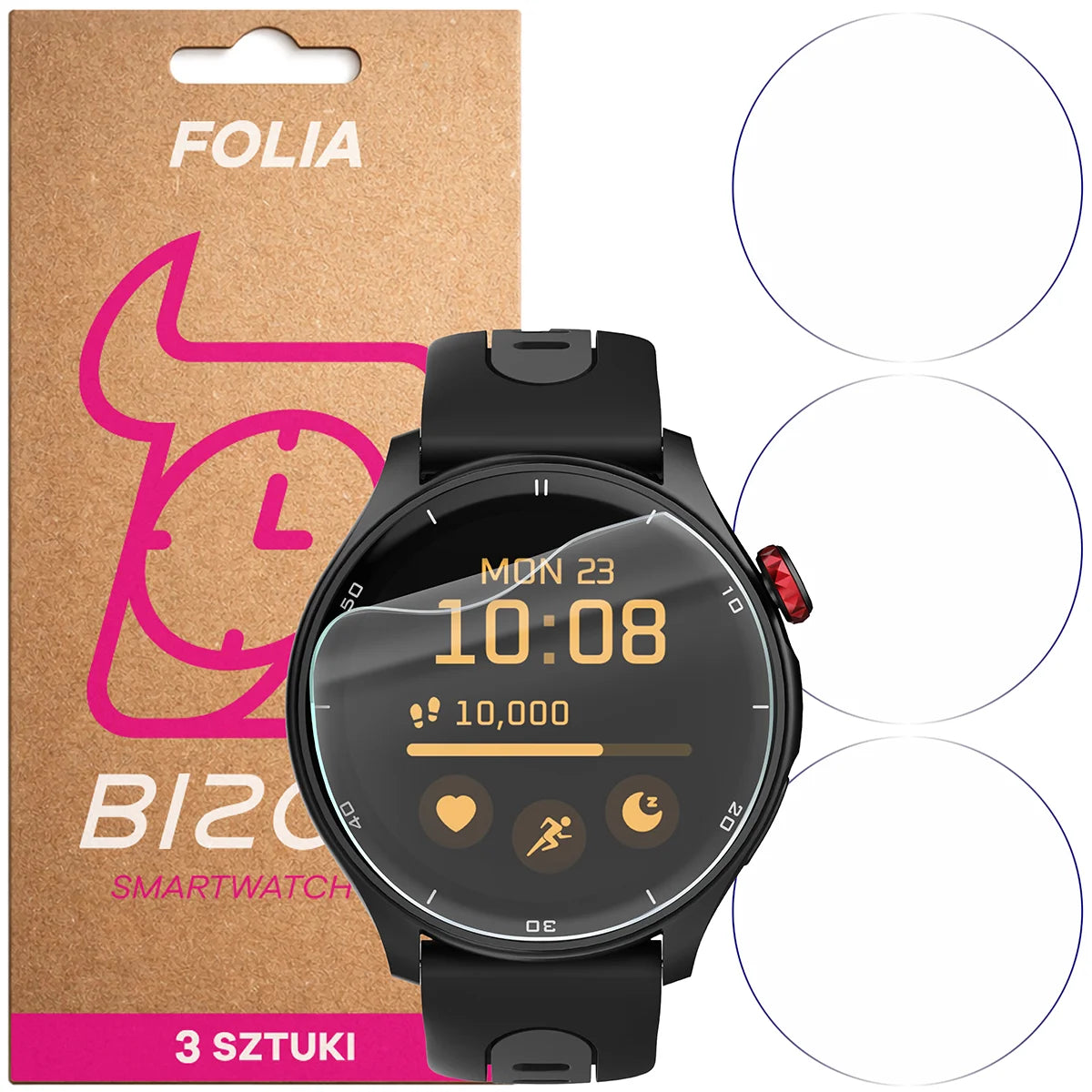 Schutzfolie für den Bildschirm für myPhone Watch Adventure, Bizon Watch HydroFlex, 3 Stück (1/5)