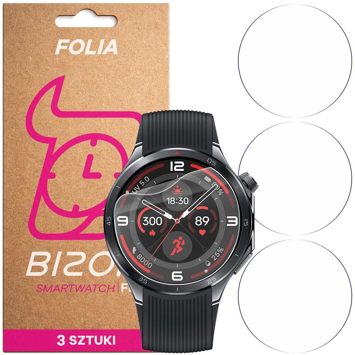 Schutzfolie für den Bildschirm für OnePlus Watch 3, Bizon Watch HydroFlex, 3 Stück
