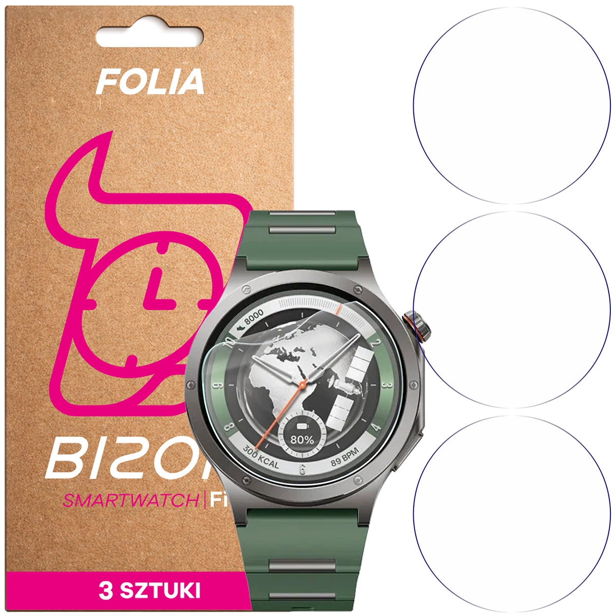 Schutzfolie für den Bildschirm für OnePlus Watch 4, Bizon Watch HydroFlex, 3 Stück