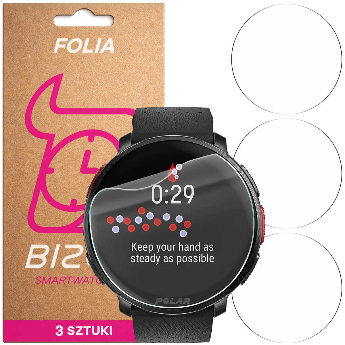 Schutzfolie für den Bildschirm für Polar Vantage V3, Bizon Watch HydroFlex, 3 Stück