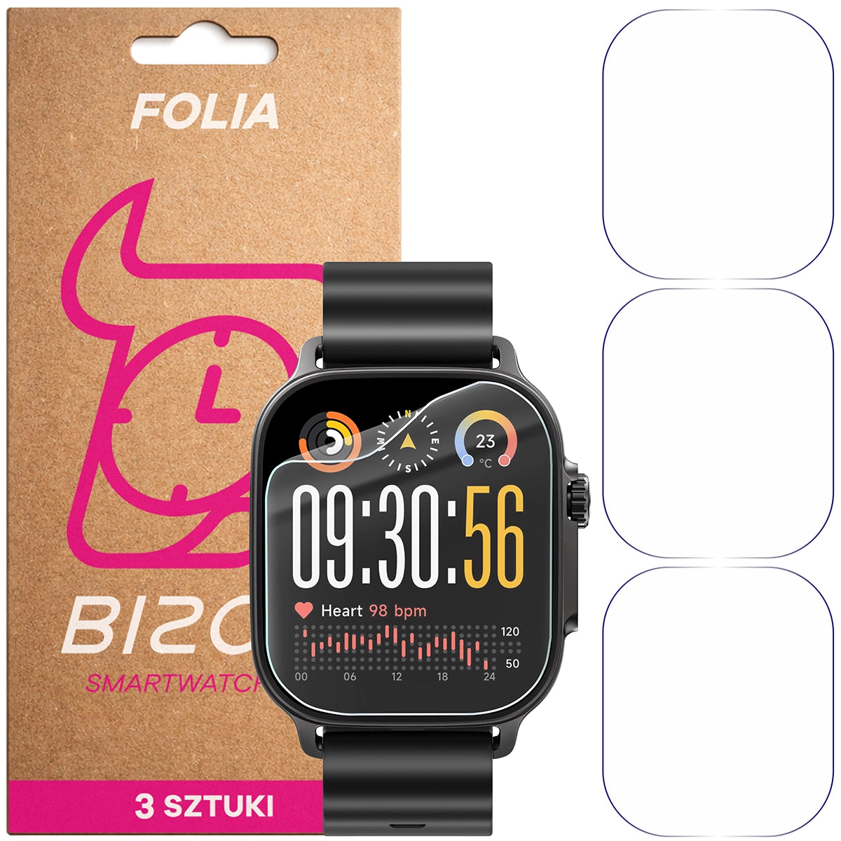 Schutzfolie für den Bildschirm für Realme Watch 5, Bizon Watch HydroFlex, 3 Stück