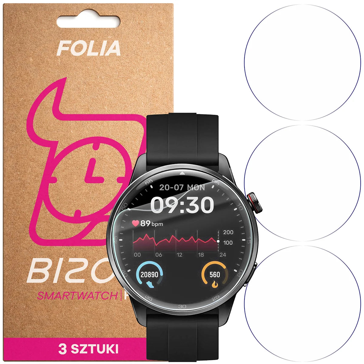 Schutzfolie für den Bildschirm für Realme Watch S2, Bizon Watch HydroFlex, 3 Stück