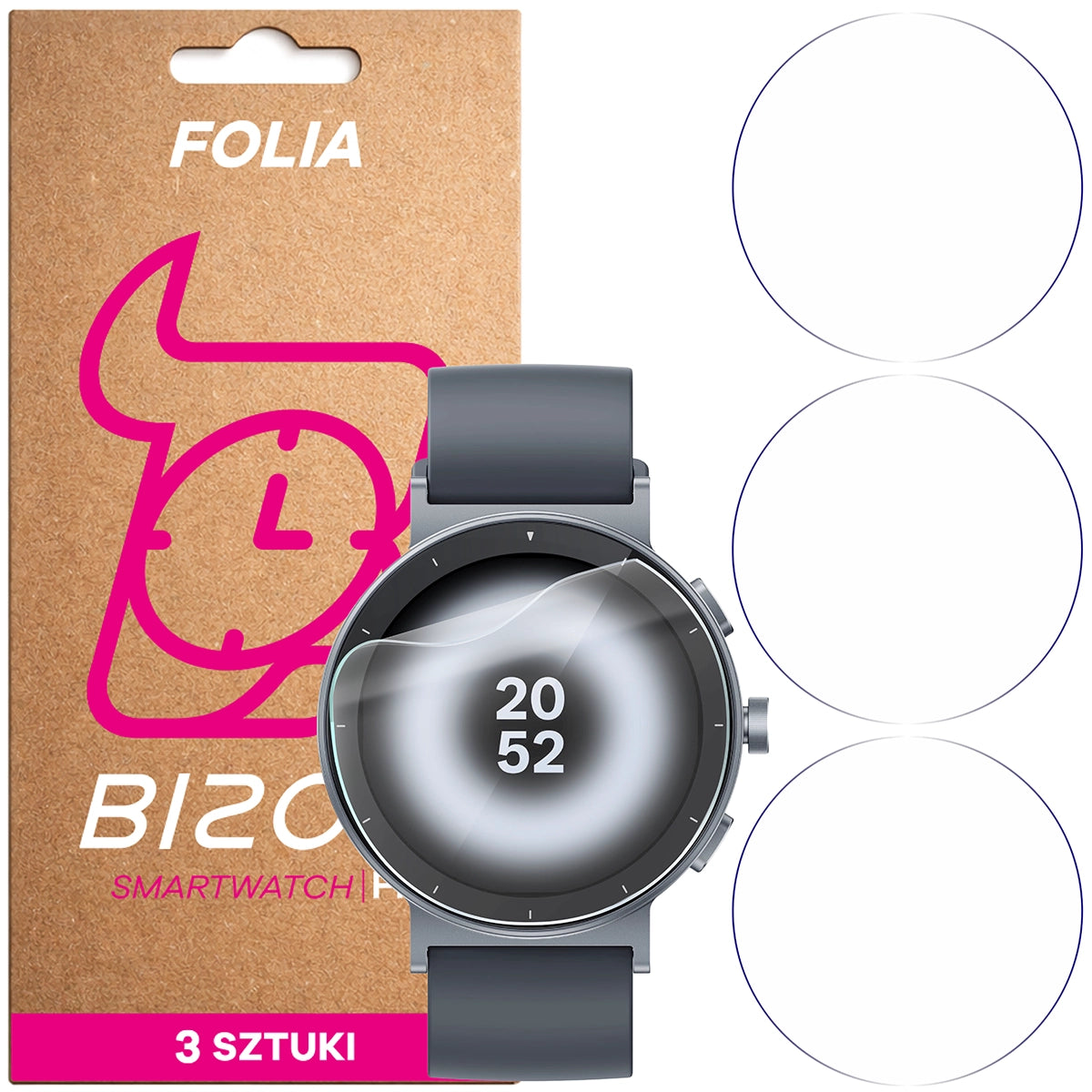 Schutzfolie für den Bildschirm für Realme Watch S5, Bizon Watch HydroFlex, 3 Stück