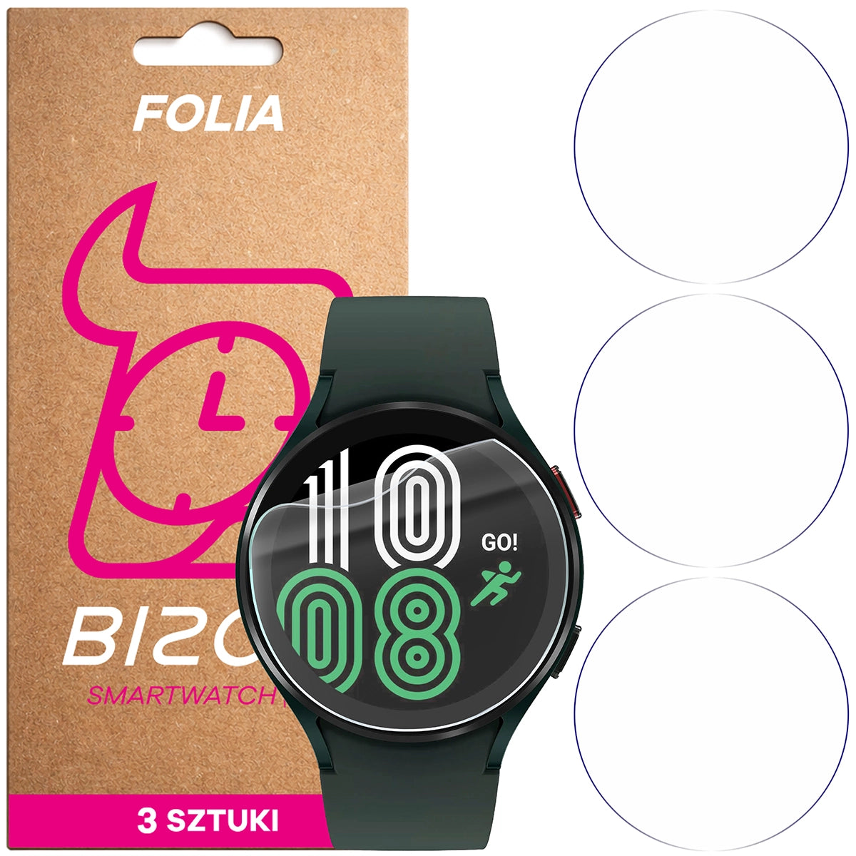 Schutzfolie für den Bildschirm für Galaxy Watch 4 44 mm, Bizon Watch HydroFlex, 3 Stück