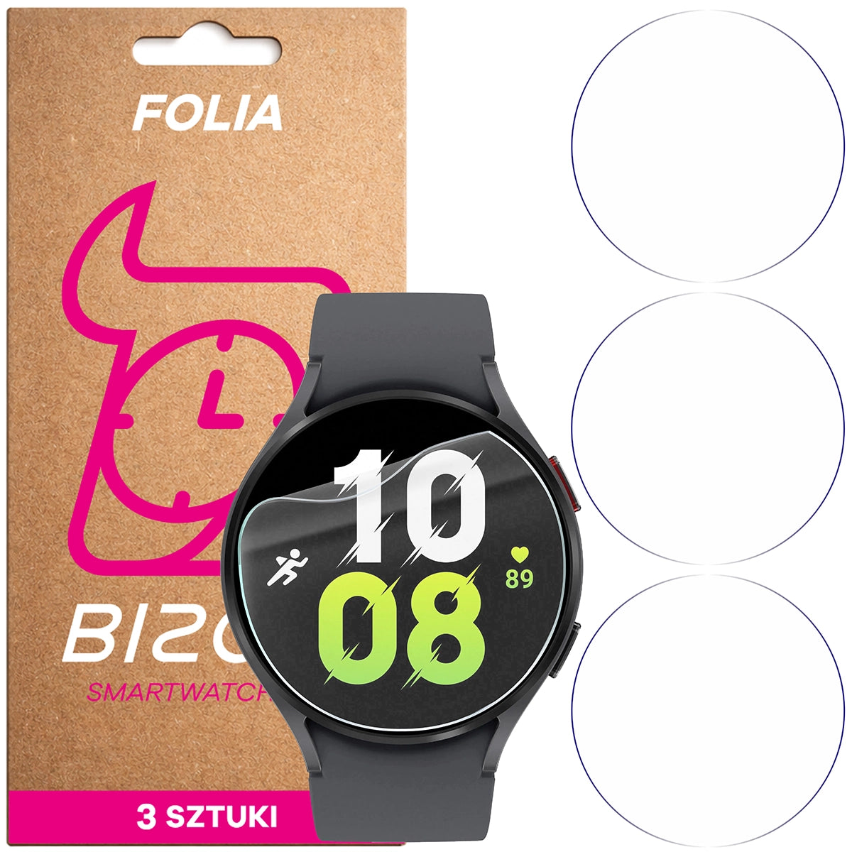 Schutzfolie für den Bildschirm für Galaxy Watch 5 44mm, Bizon Watch HydroFlex, 3 Stück