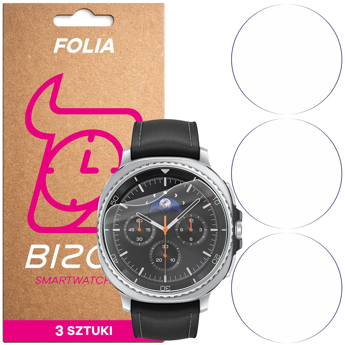 Schutzfolie für den Bildschirm für Galaxy Watch 8 Classic 46 mm, Bizon Watch HydroFlex, 3 Stück
