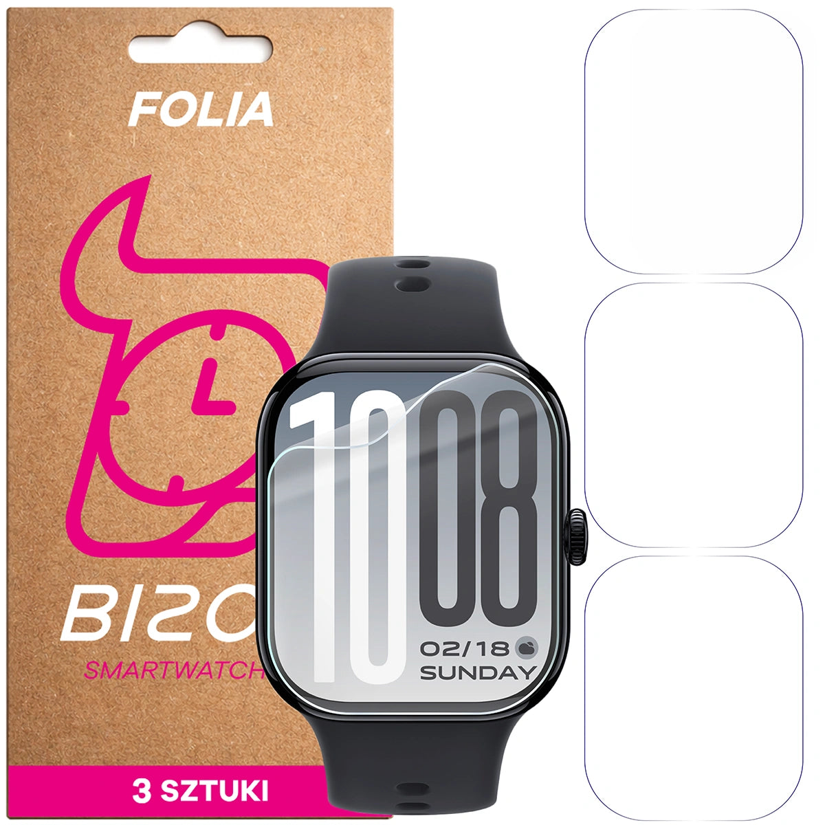 Schutzfolie für den Bildschirm für Vivo Watch GT 2, Bizon Watch HydroFlex, 3 Stück