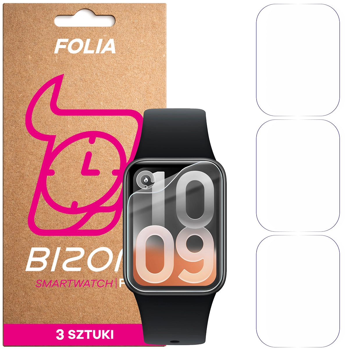 Schutzfolie für den Bildschirm für Xiaomi Smart Band 10 Pro, Bizon Watch HydroFlex, 3 Stück