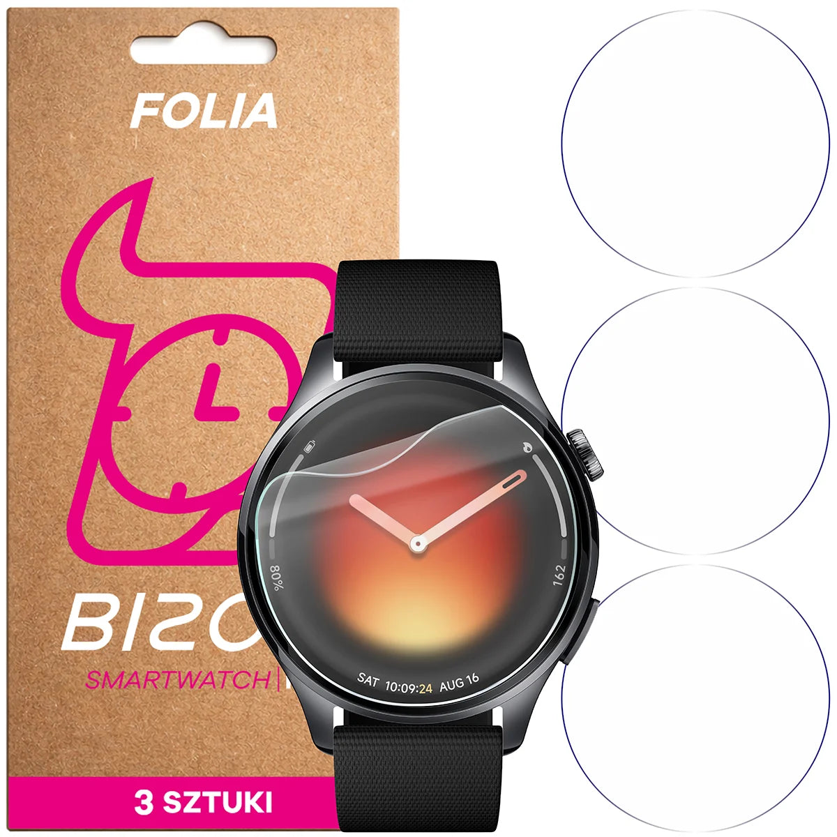 Schutzfolie für den Bildschirm für Xiaomi Watch 5, Bizon Watch HydroFlex, 3 Stück