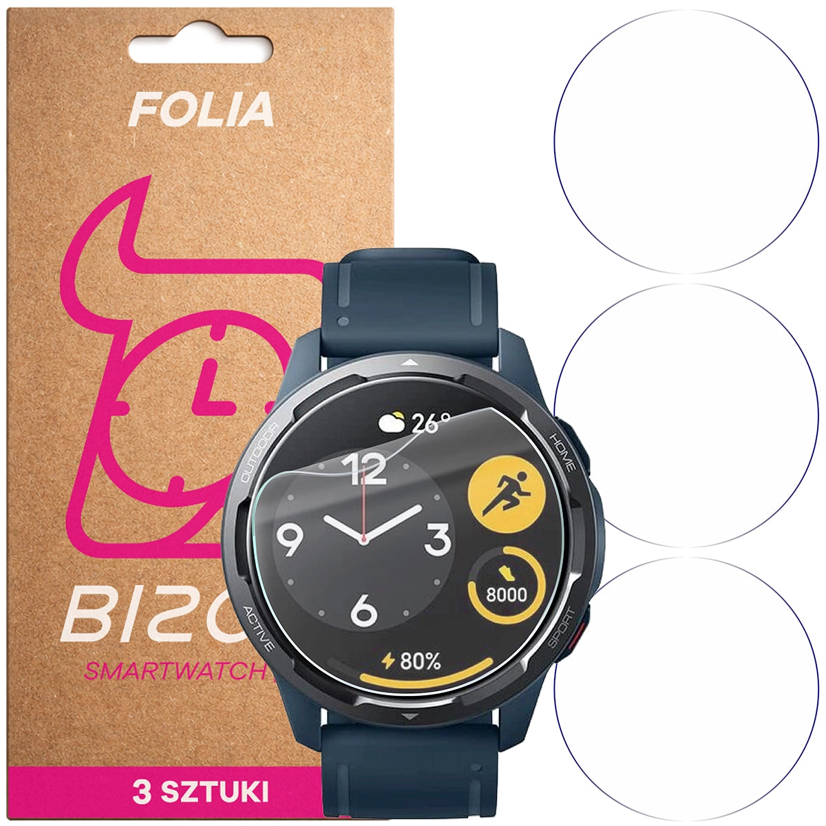 Schutzfolie für den Bildschirm für Xiaomi Watch S1 Active, Bizon Watch HydroFlex, 3 Stück