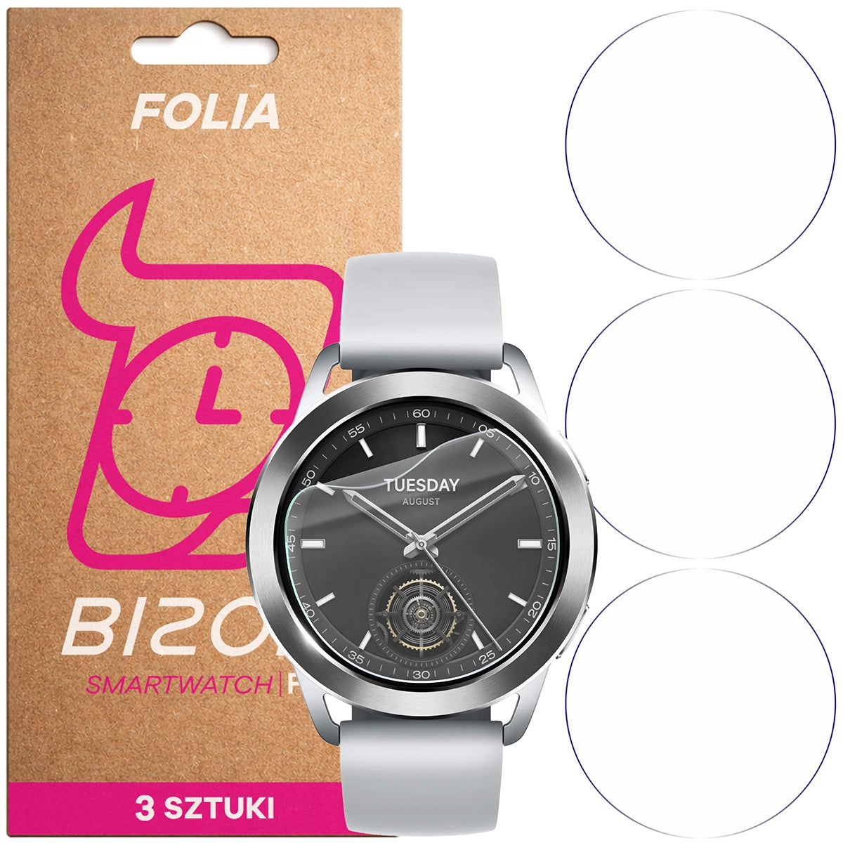 Schutzfolie für den Bildschirm für Xiaomi Watch S3, Bizon Watch HydroFlex, 3 Stück