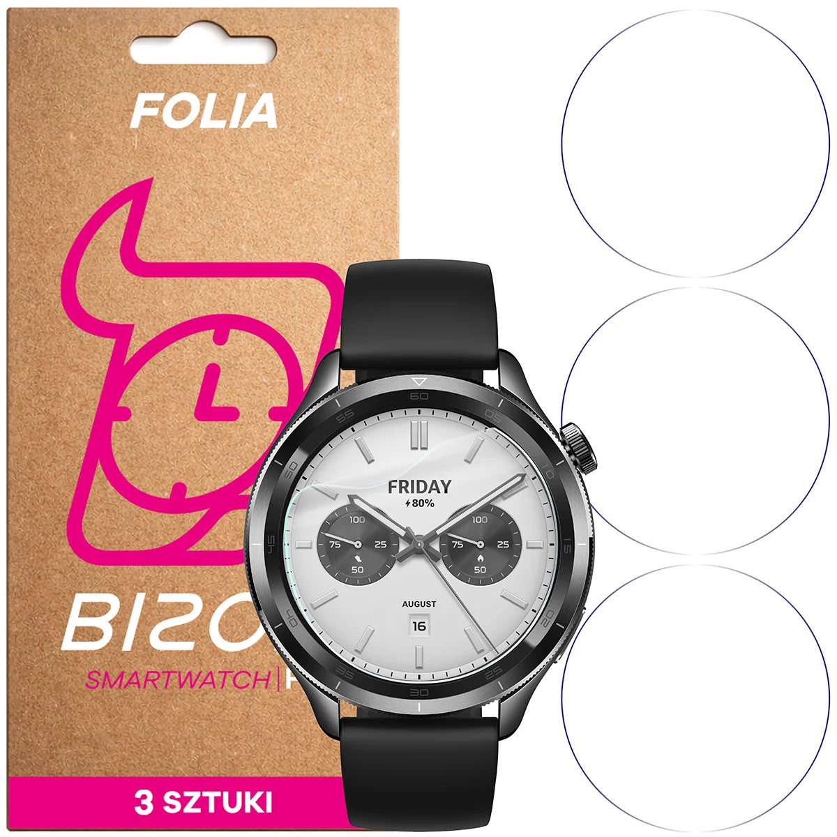 Schutzfolie für den Bildschirm für Xiaomi Watch S4 41 mm, Bizon Watch HydroFlex, 3 Stück