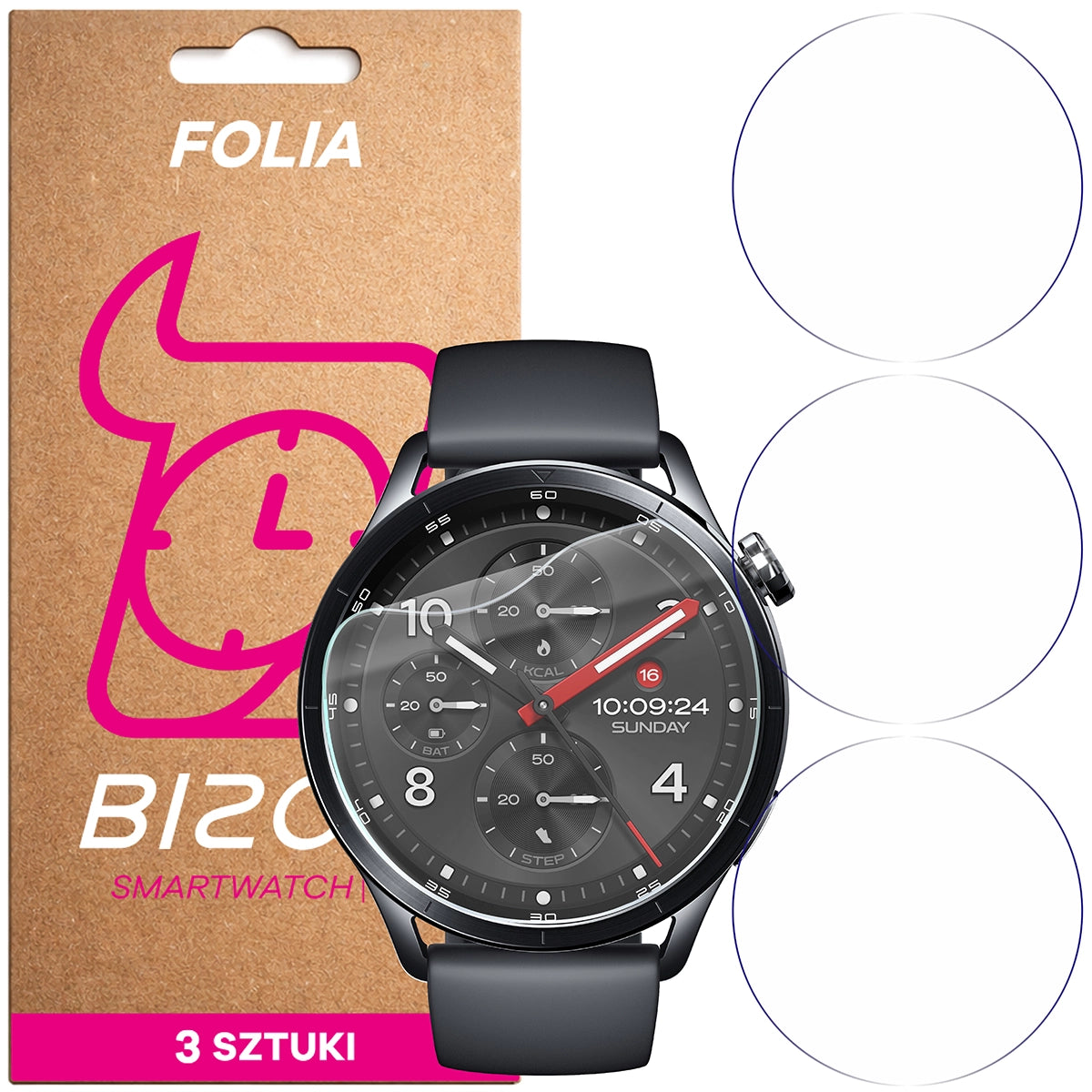 Schutzfolie für den Bildschirm für Xiaomi Watch S5, Bizon Watch HydroFlex, 3 Stück