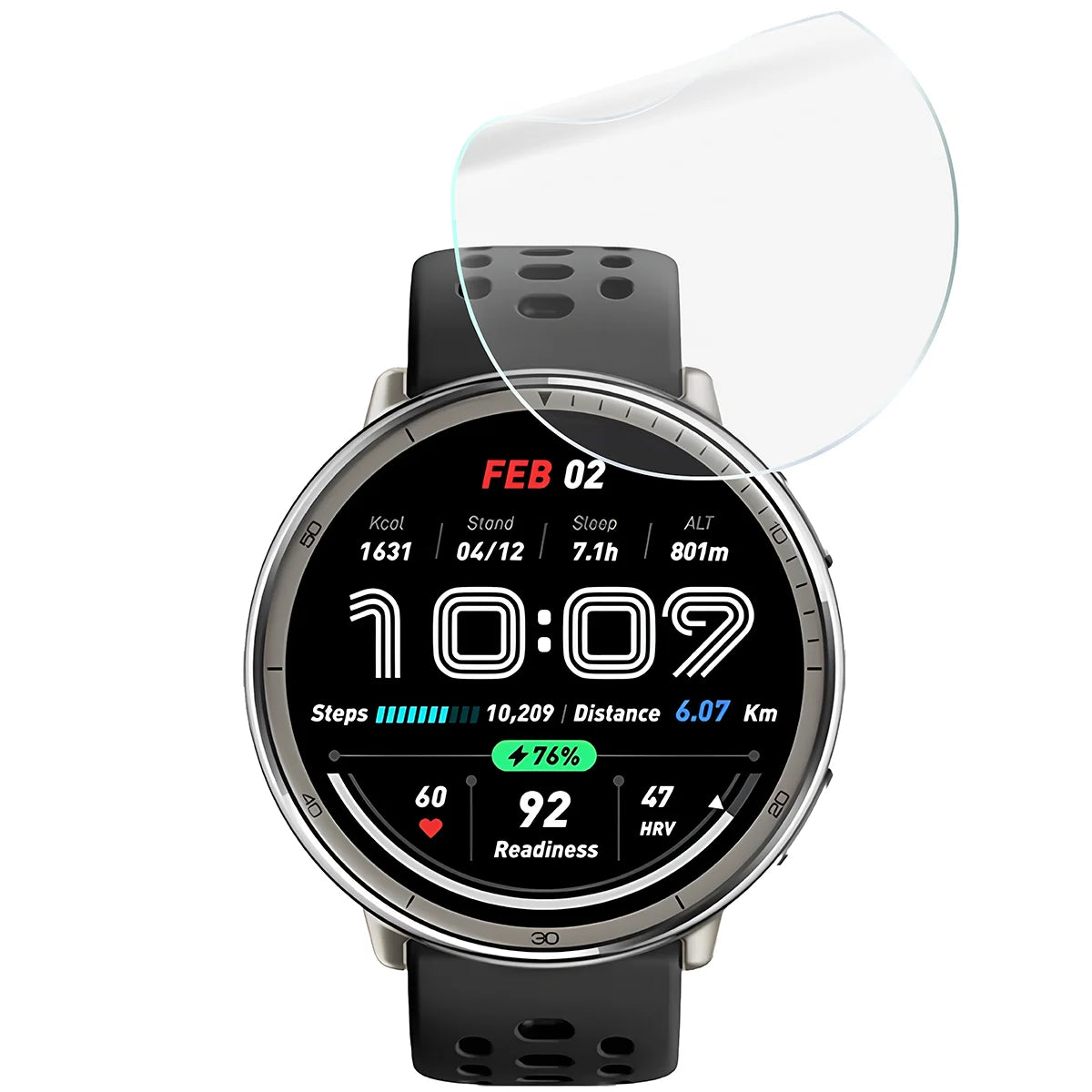 Schutzfolie für den Bildschirm für Amazfit Active 2, Bizon Watch HydroFlex, 6 Stück
