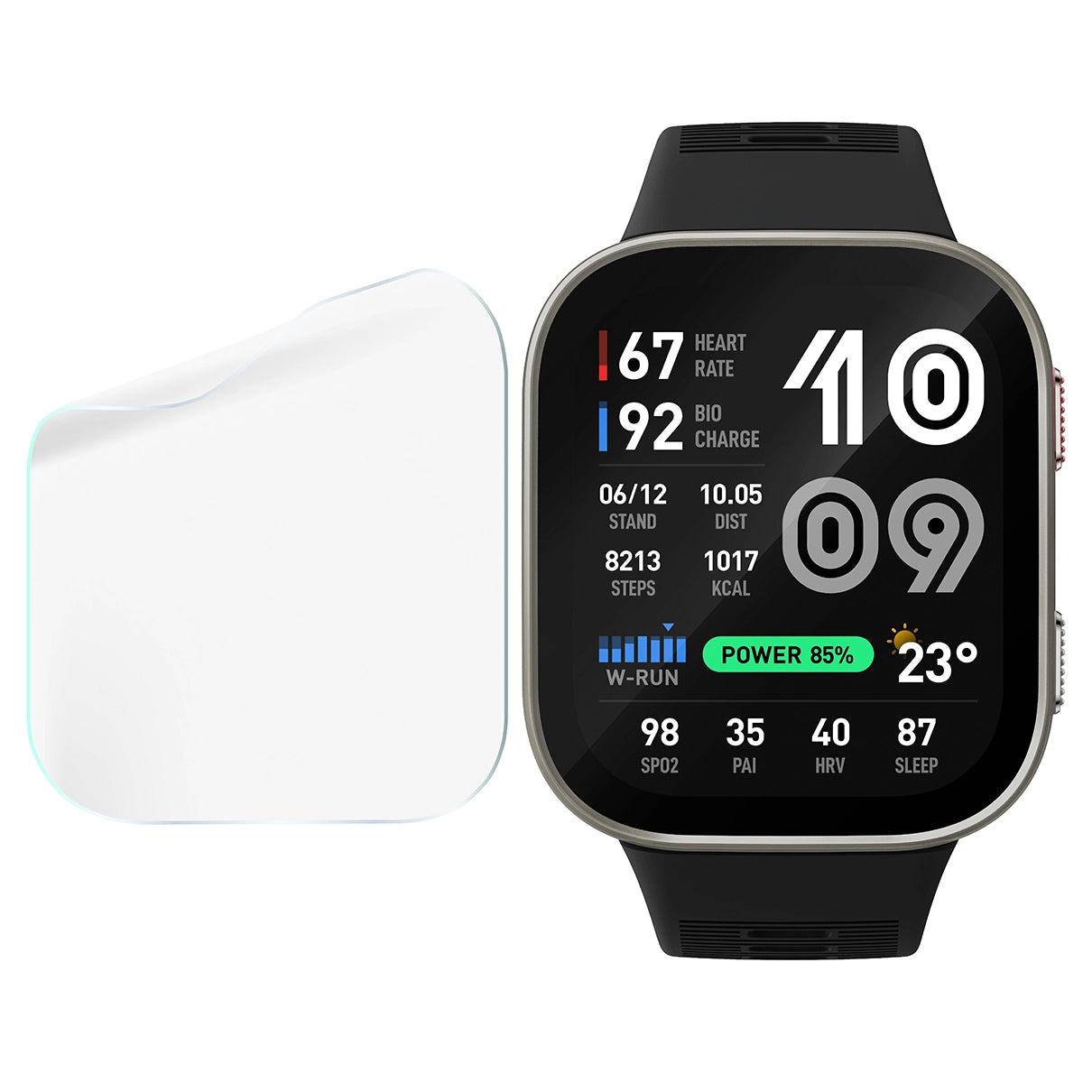 Schutzfolie für den Bildschirm für Amazfit Bip Max, Bizon Watch HydroFlex, 6 Stück